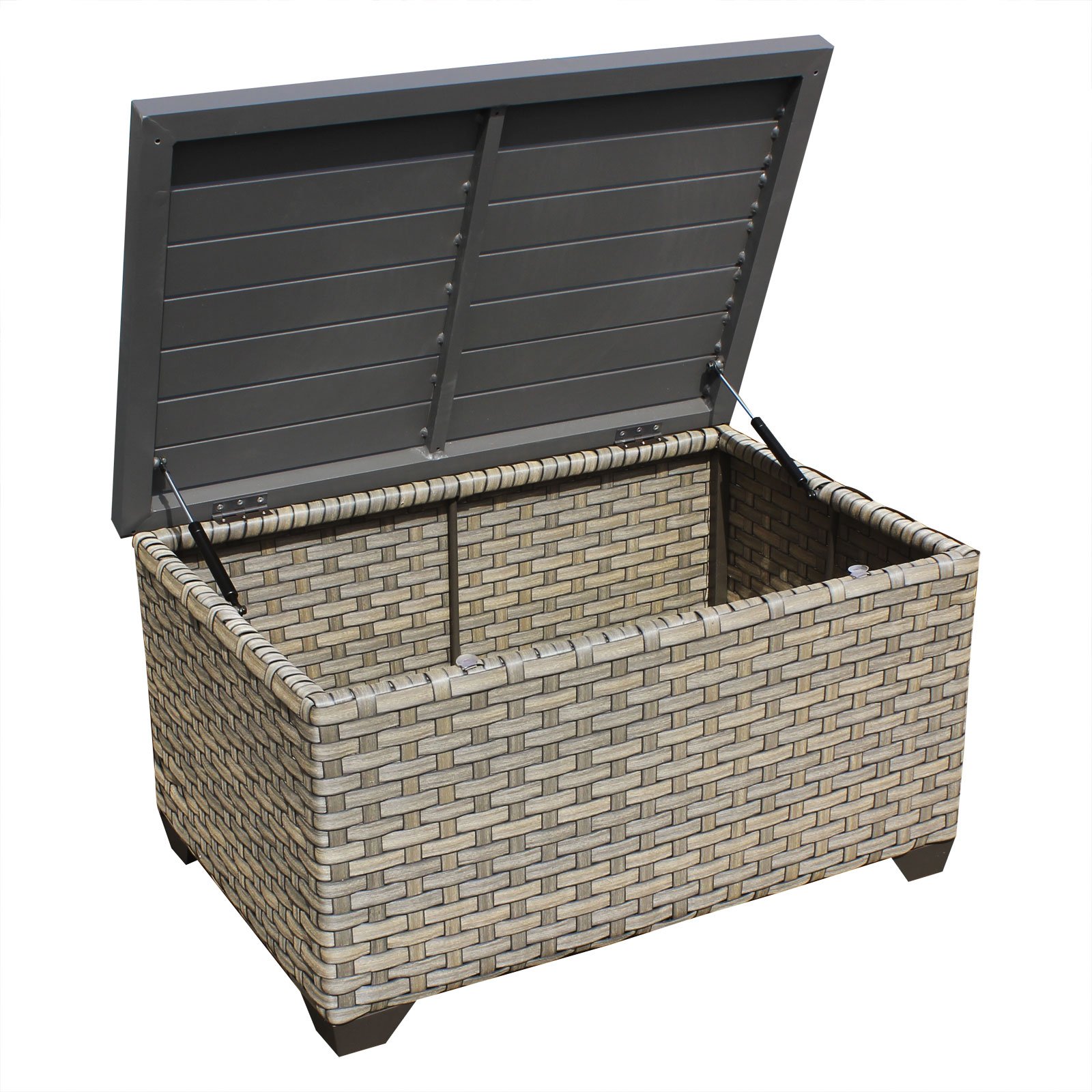TK Classics Monterey 6-Piece Outdoor Wicker Patio Furniture Set - All-Weather Rattan Sofa with Coffee Table - Beige - Perfect for Garden, Backyard, Poolside & Patio Relaxation
