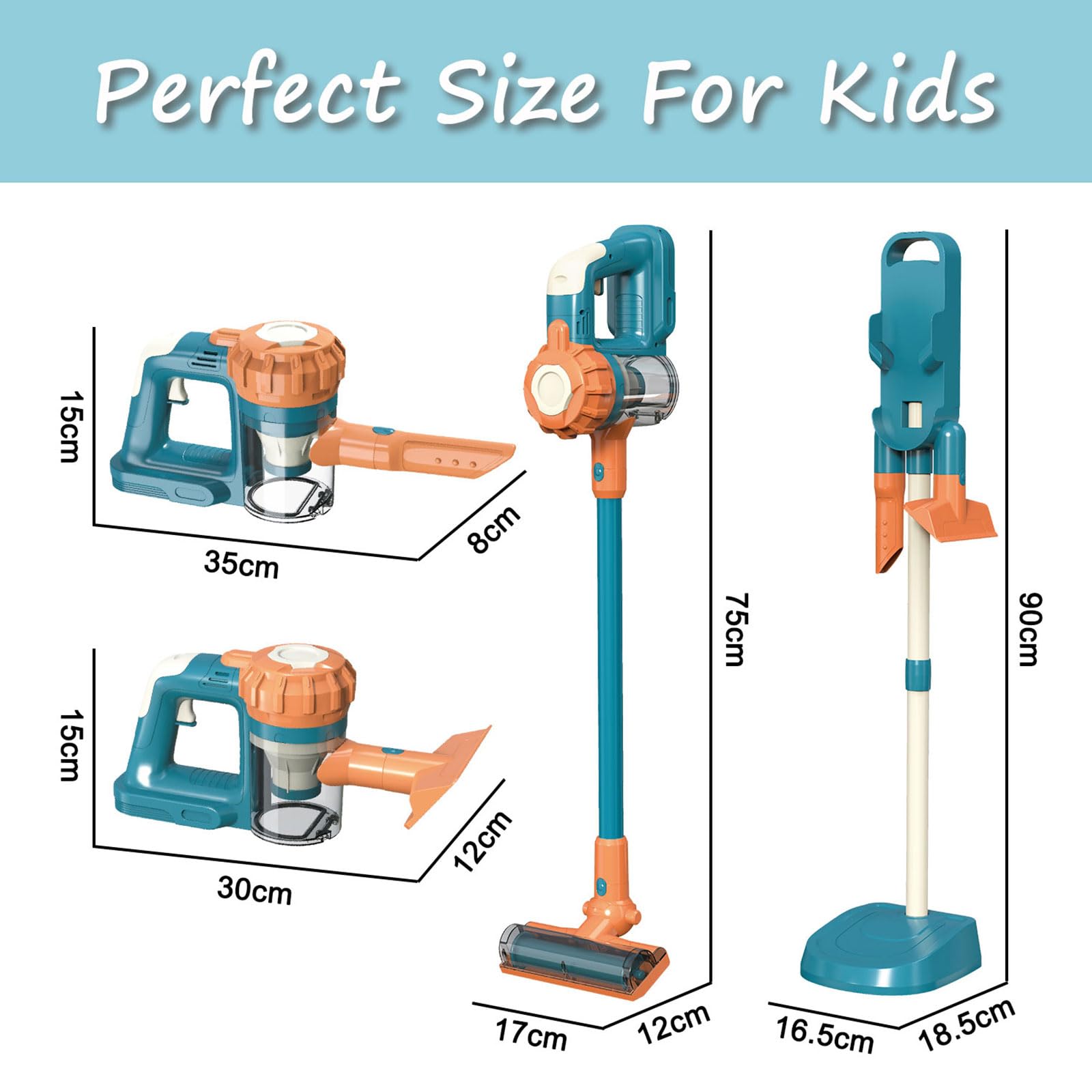 **YoCool Kids Vacuum Cleaner for Toddlers Aged 3+ | Cordless, Lightweight & Powerful Suction | Fun Cleaning Toy for Boys & Girls (Blue & Yellow) | Encourages Chores & Pretend Play**