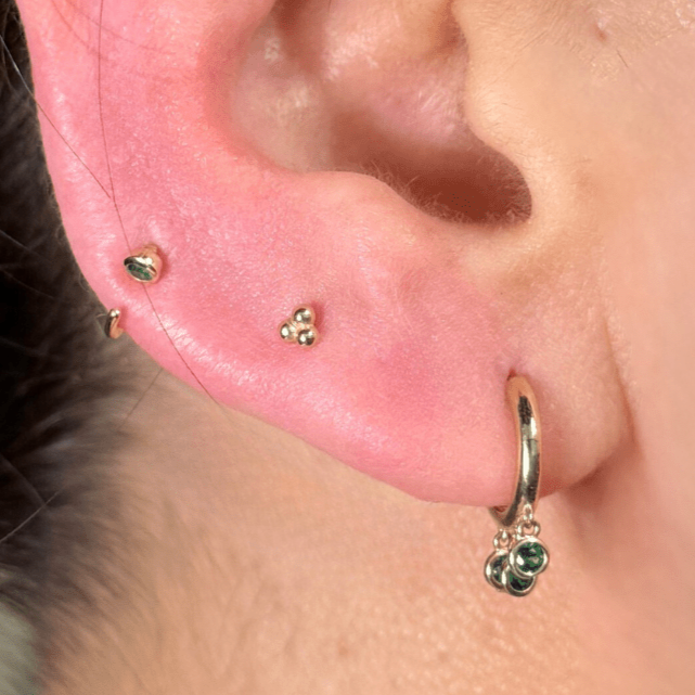 14K Solid Yellow Gold Emerald Charm Hoop Earrings - Elegant Jewelry for Women, Perfect for Parties, Weddings & Everyday Wear
