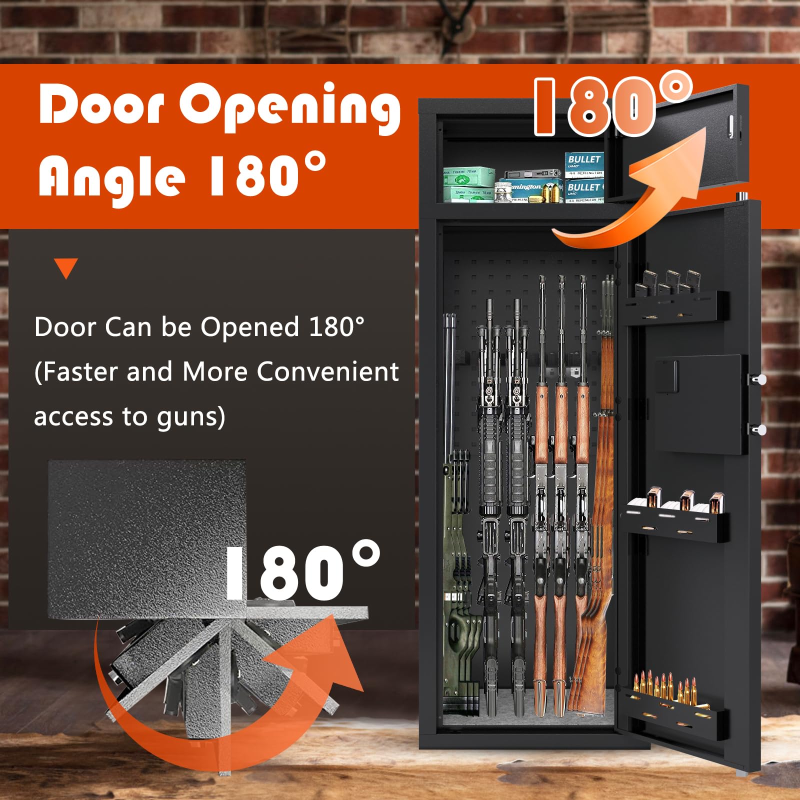 KAER 10-12 Gun Safe for Rifles & Pistols - Digital Keypad Security Lock, Adjustable Interior Shelves, Heavy Duty Steel Construction (Grey) - Perfect for Home, Office, and Vehicle Firearm Storage