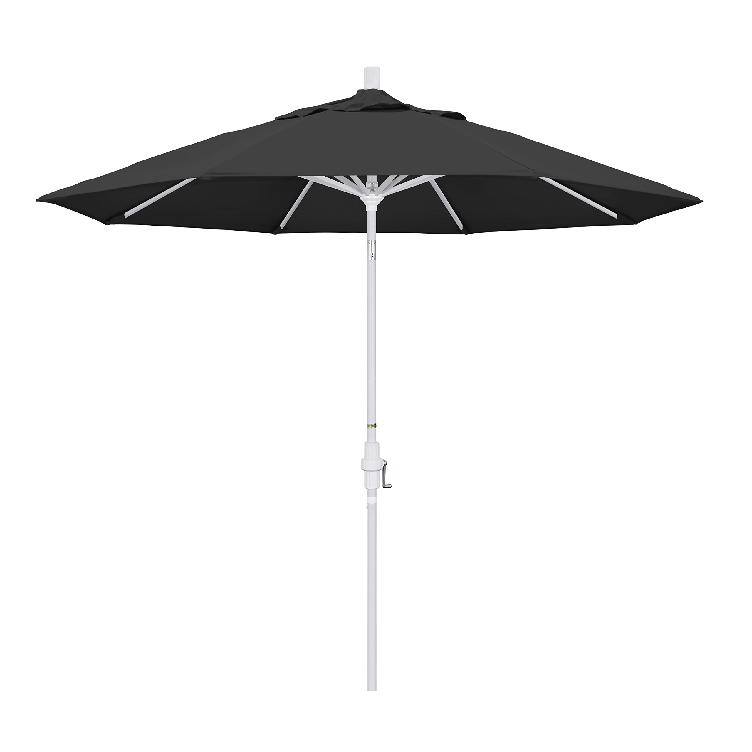 9' Round Aluminum Market Umbrella with Crank & Tilt - Pacifica Black for Patio & Outdoor Dining