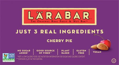 Larabar Gluten Free Snack Bars, Cherry Pie Flavor, 1.7 oz (16 Count) - Whole Food Energy Bars, Dairy Free, Vegan, Non-GMO - Perfect for Hiking, Travel & Healthy On-the-Go Snacks