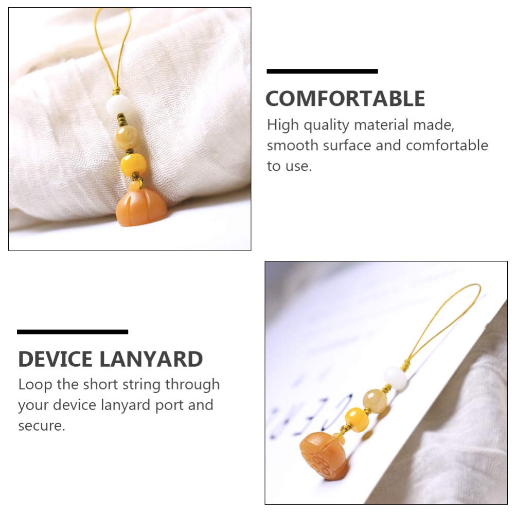 Lotus Jade Phone Charm Pendant - Elegant Beaded Phone Strap & Lanyard for iPhone, Samsung, Keys, USB Drives - Perfect for Car Keys, Office Decor, and Gift Giving