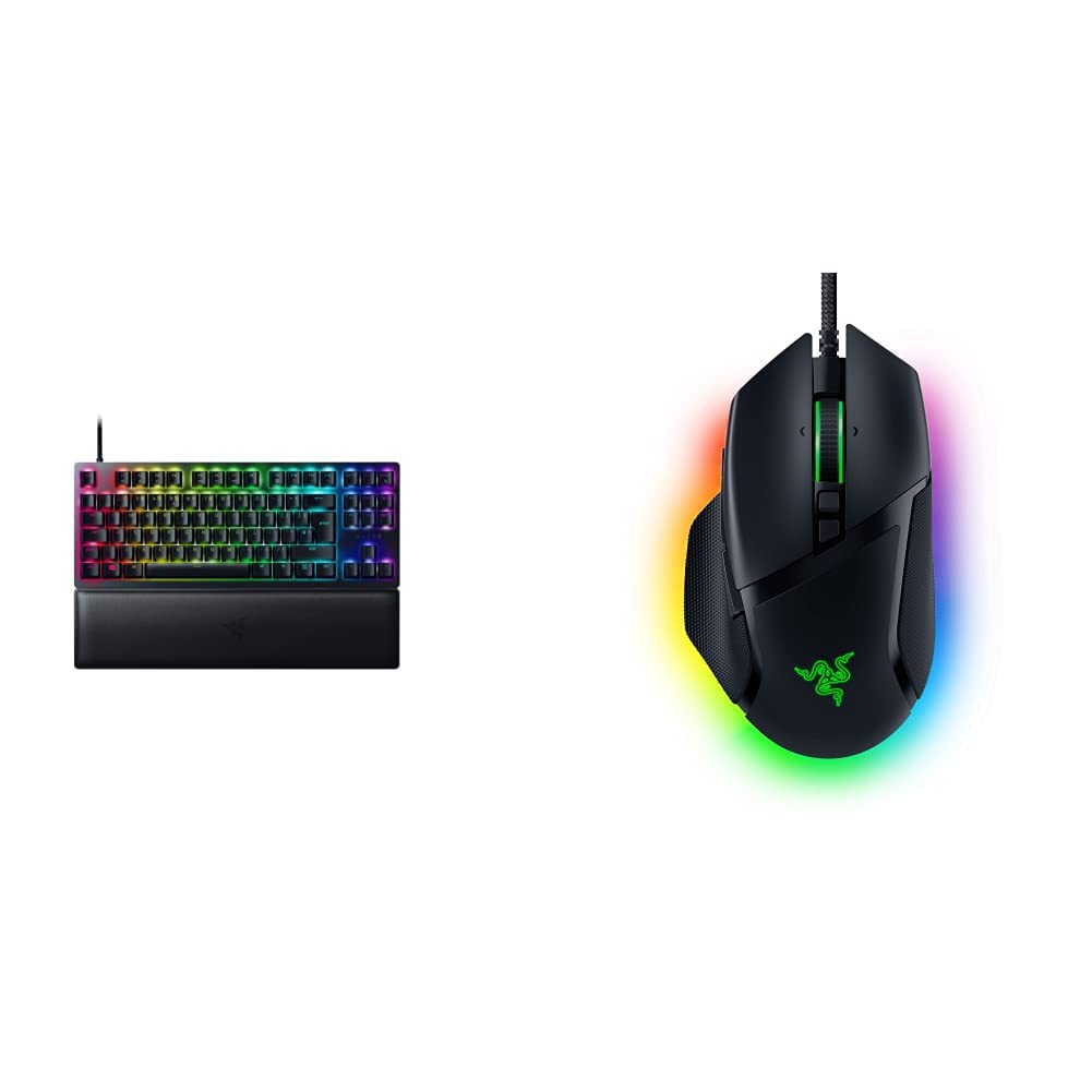 Razer Huntsman V2 Tenkeyless Optical Gaming Keyboard with Red Switches & Basilisk V3 Wired Customizable Gaming Mouse - Black RGB Mechanical Keyboard for Esports & FPS Gaming | Perfect Gaming Setup for PC, PS5, Xbox Series X
