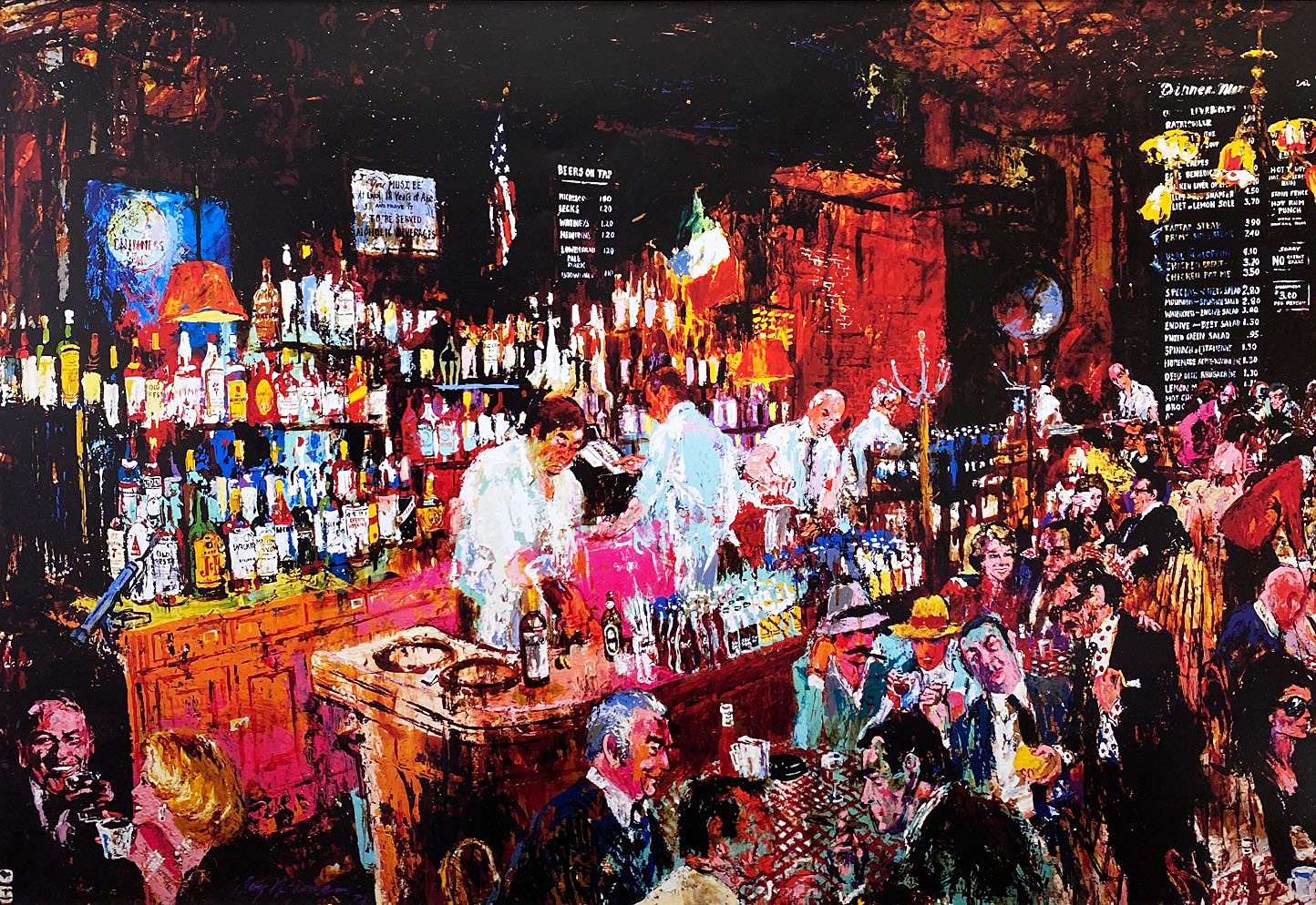 Gallerygems LeRoy Neiman 'P.J. Clarkes' Custom Framed Art Print 26x34 Inches - Premium Wall Decor for Living Room, Office & Art Collection