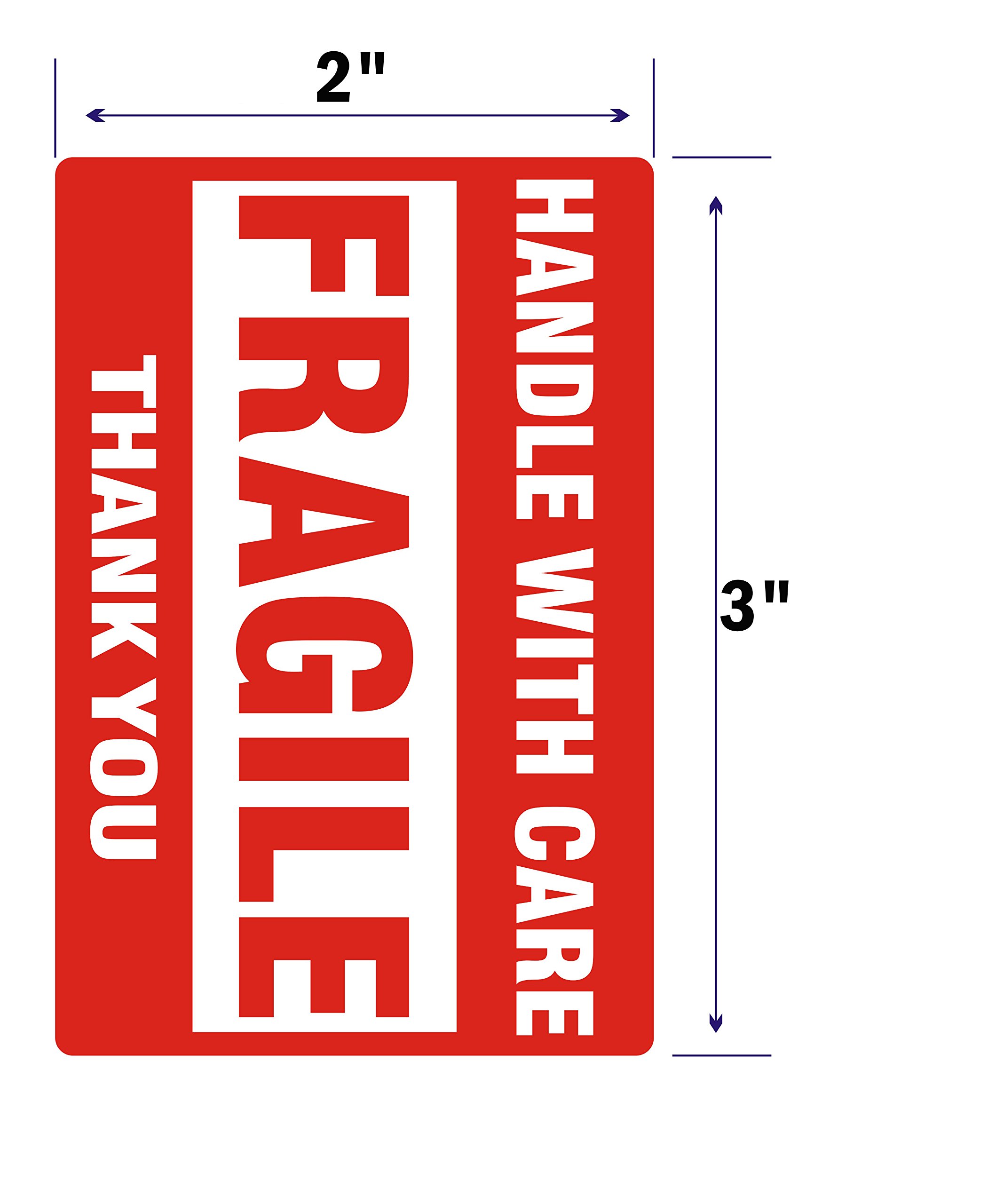 RBHK Fragile Stickers 2'' x 3'' - Handle with Care Shipping Labels, 500 Labels per Roll (8 Rolls) - Perfect for Package Protection, Moving Boxes & Delicate Item Shipments