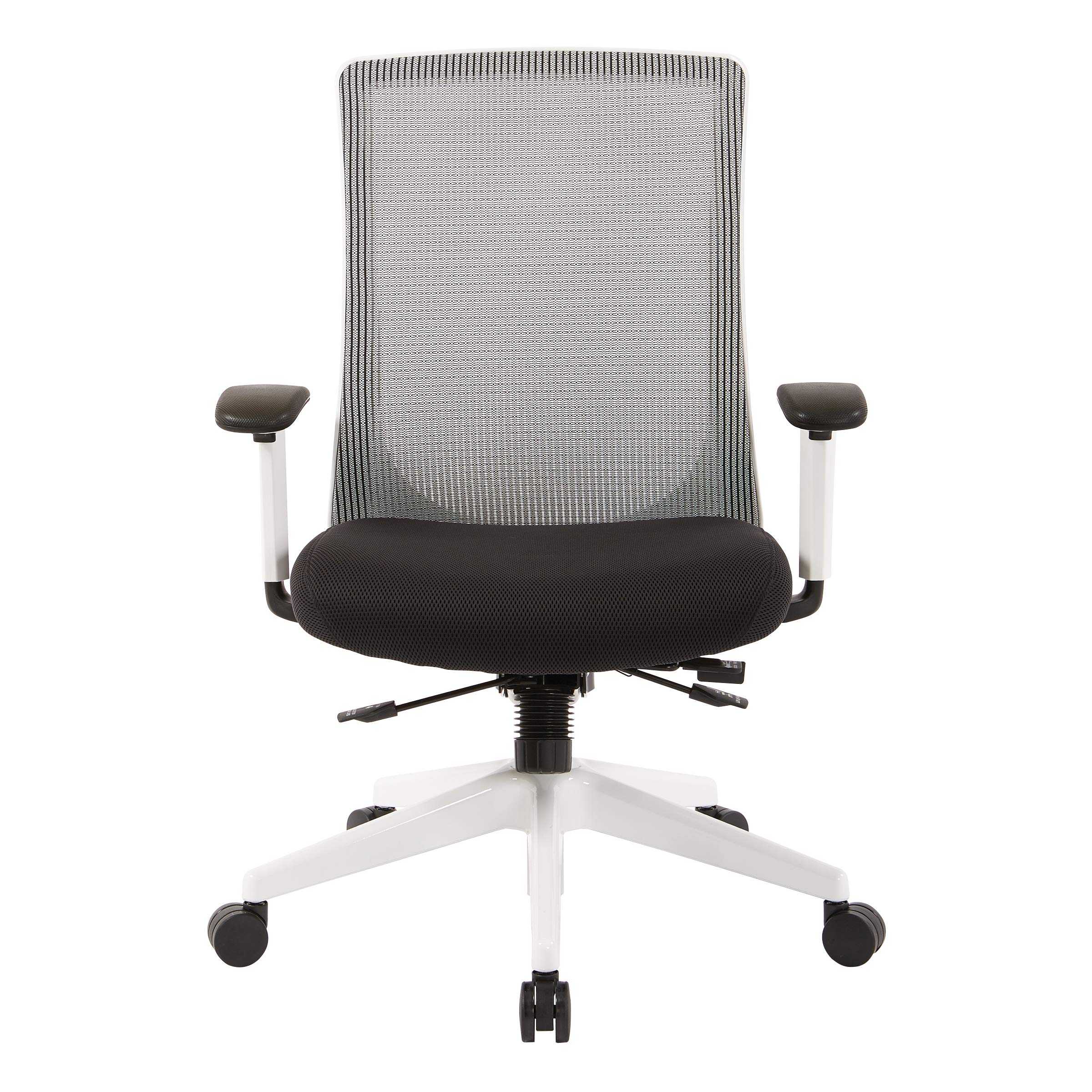 Space Seating 521 Series Ergonomic High Back Mesh Office Chair - Adjustable Height Arms, Seat Slider & Tilt Function - White & Black - Perfect for Home Office, Gaming & Workspace Comfort