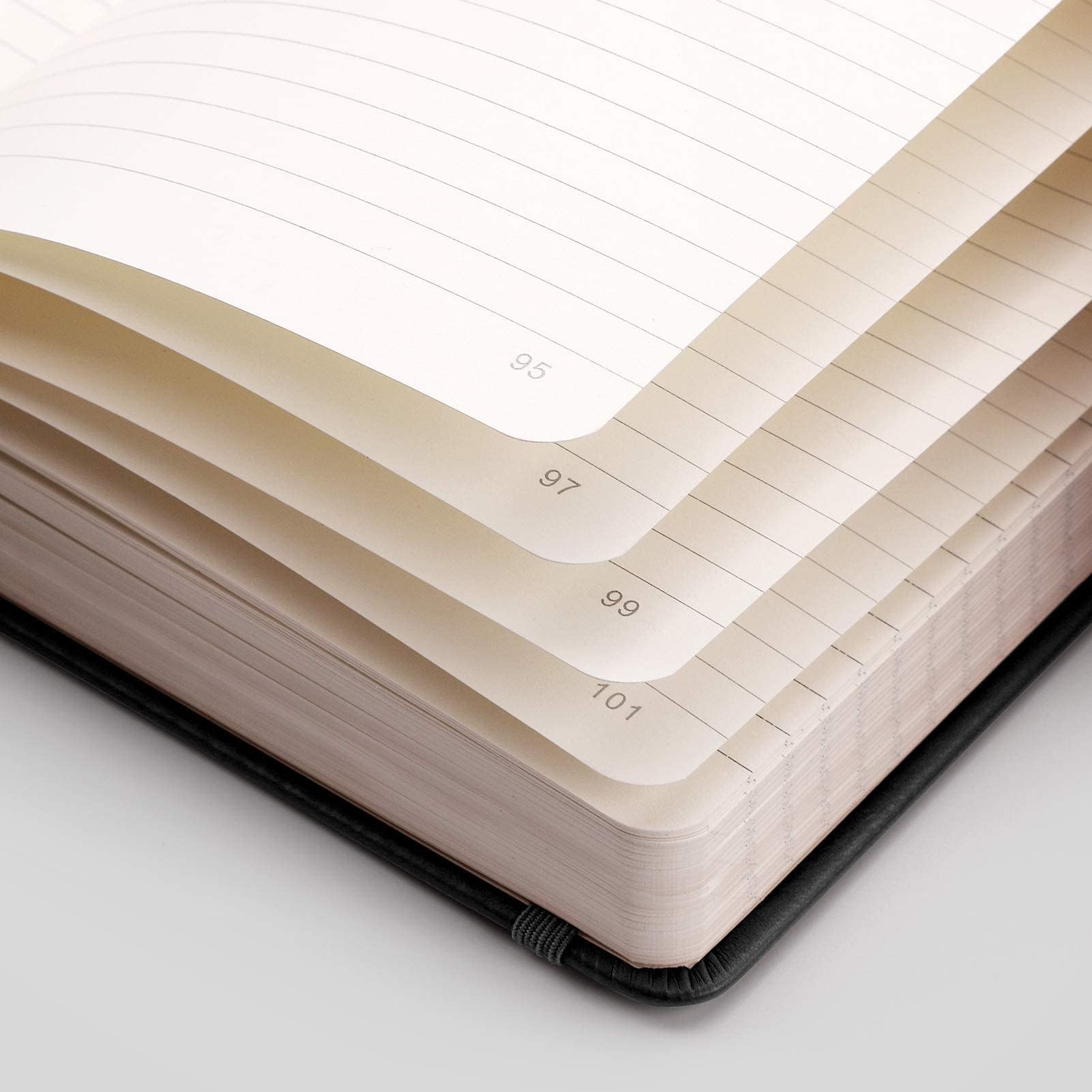 Premium EMSHOI Lined Journal Notebook - 120gsm Thick Leather Hardcover Writing Journal with Sticky Notes, 256 Numbered Pages A5 College Ruled Notebook for Women & Men - Perfect for Work, School, Creative Writing & Note Taking (5.75