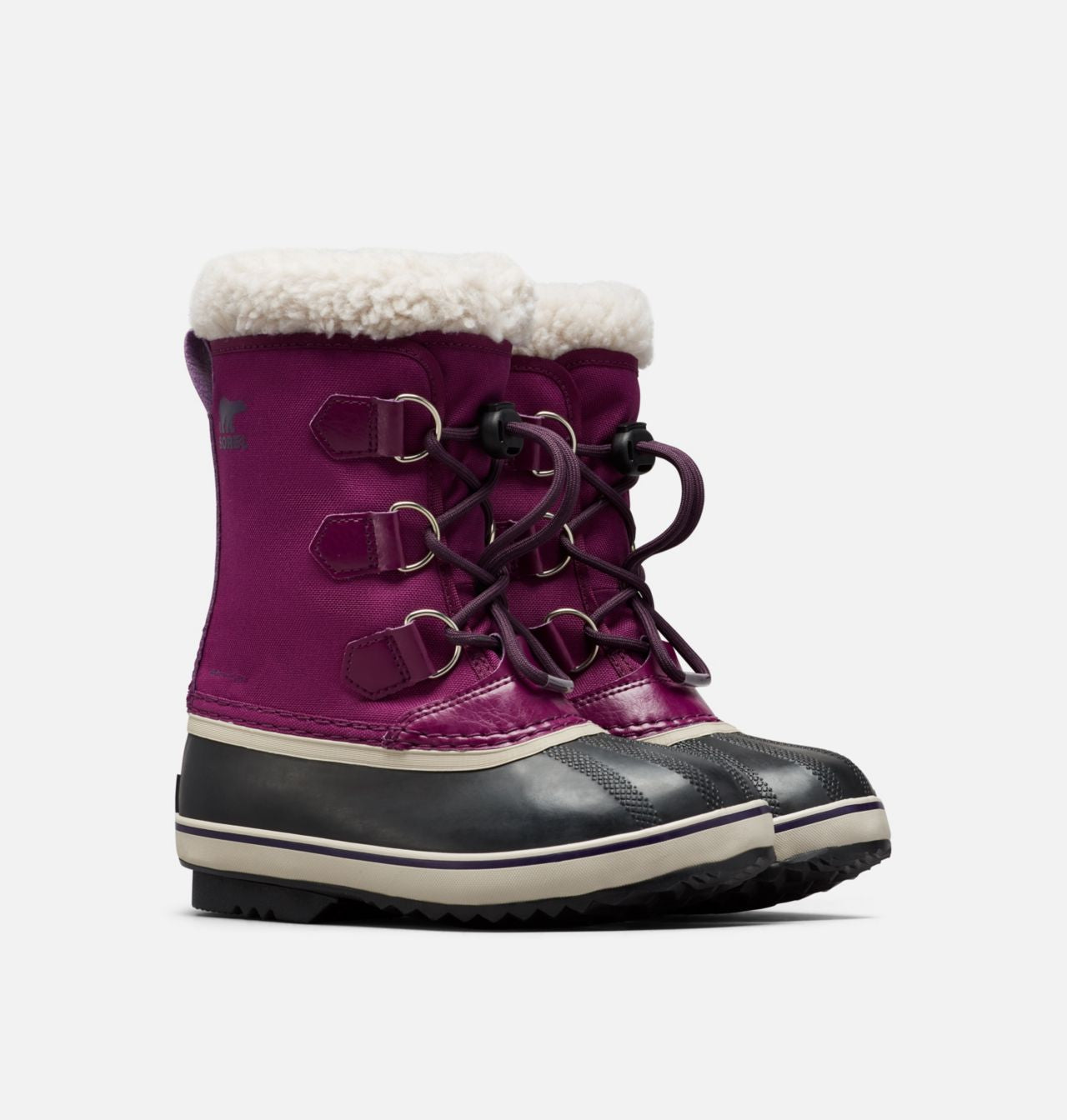 Sorel Yoot Pac Nylon Girls Snow Boots - Waterproof Winter Boots for Kids in Plum | Warm & Comfortable for Snow Play, School & Outdoor Activities