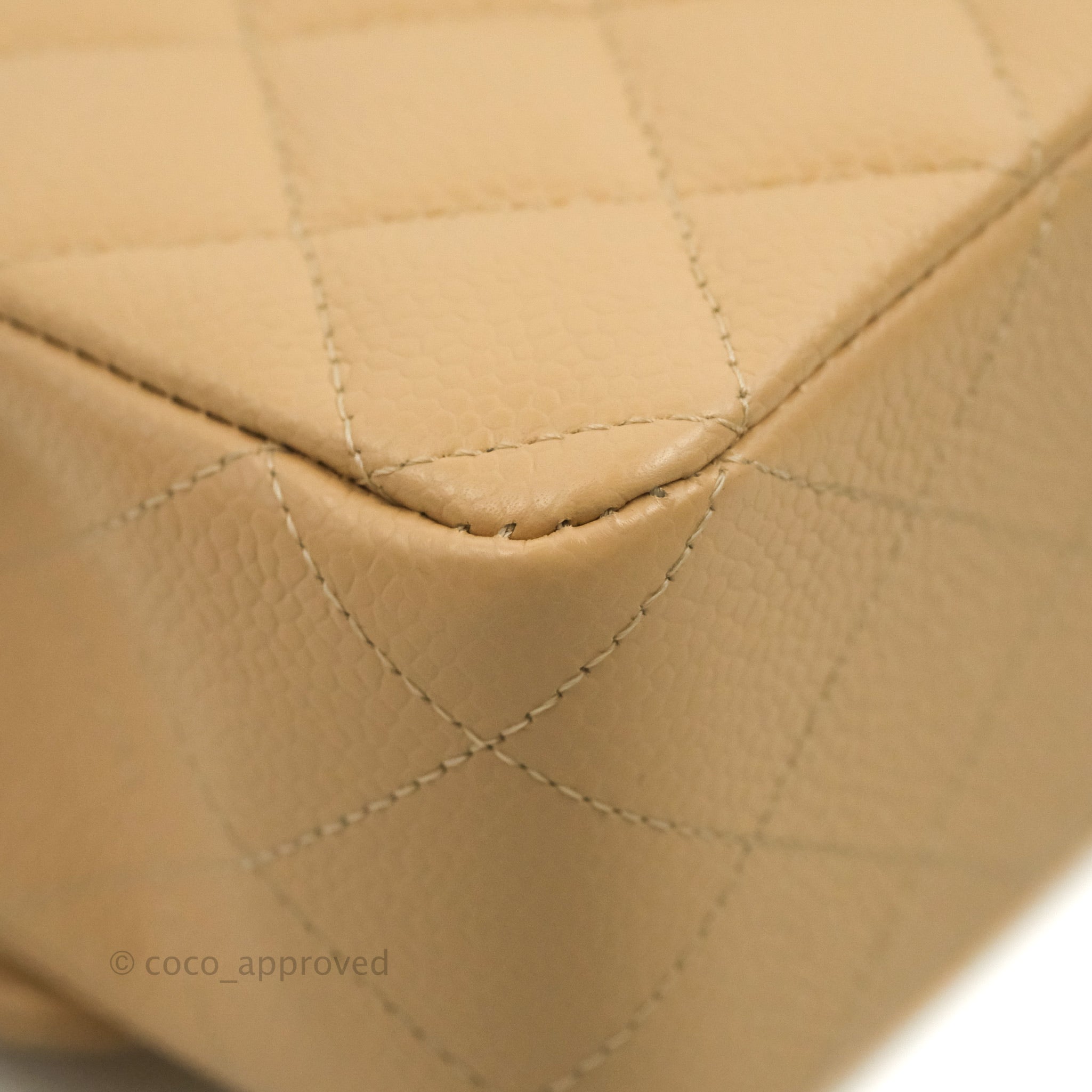 Chanel Classic Medium Flap Bag Quilted Beige Caviar Leather with Gold Hardware - Luxury Crossbody Purse for Women, Perfect for Work, Date Night & Special Occasions