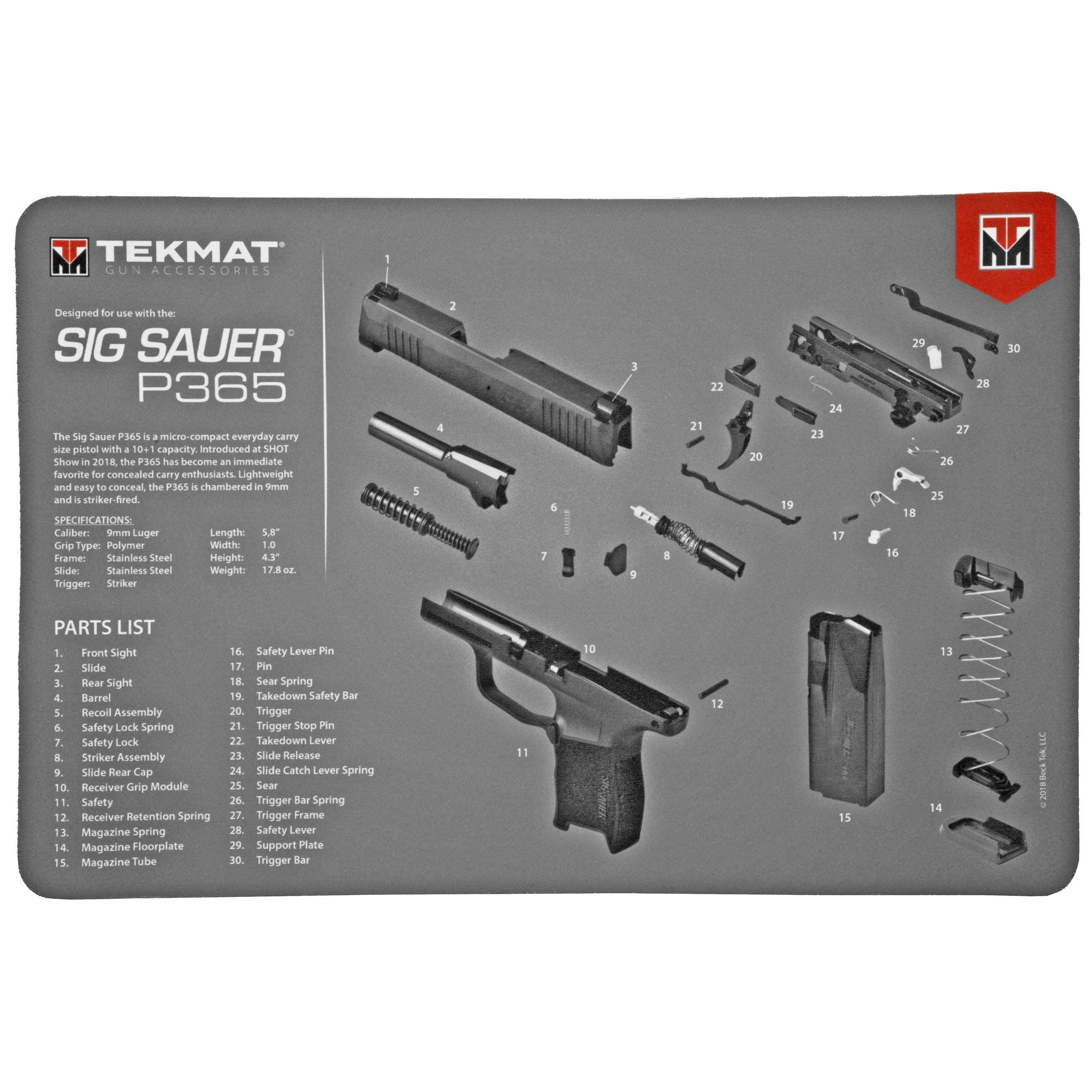 Sig Sauer P365 Gun Cleaning Mat - Non-Slip, Durable TekMat for Firearm Maintenance | Perfect for Gun Cleaning, Range Days & Firearm Storage