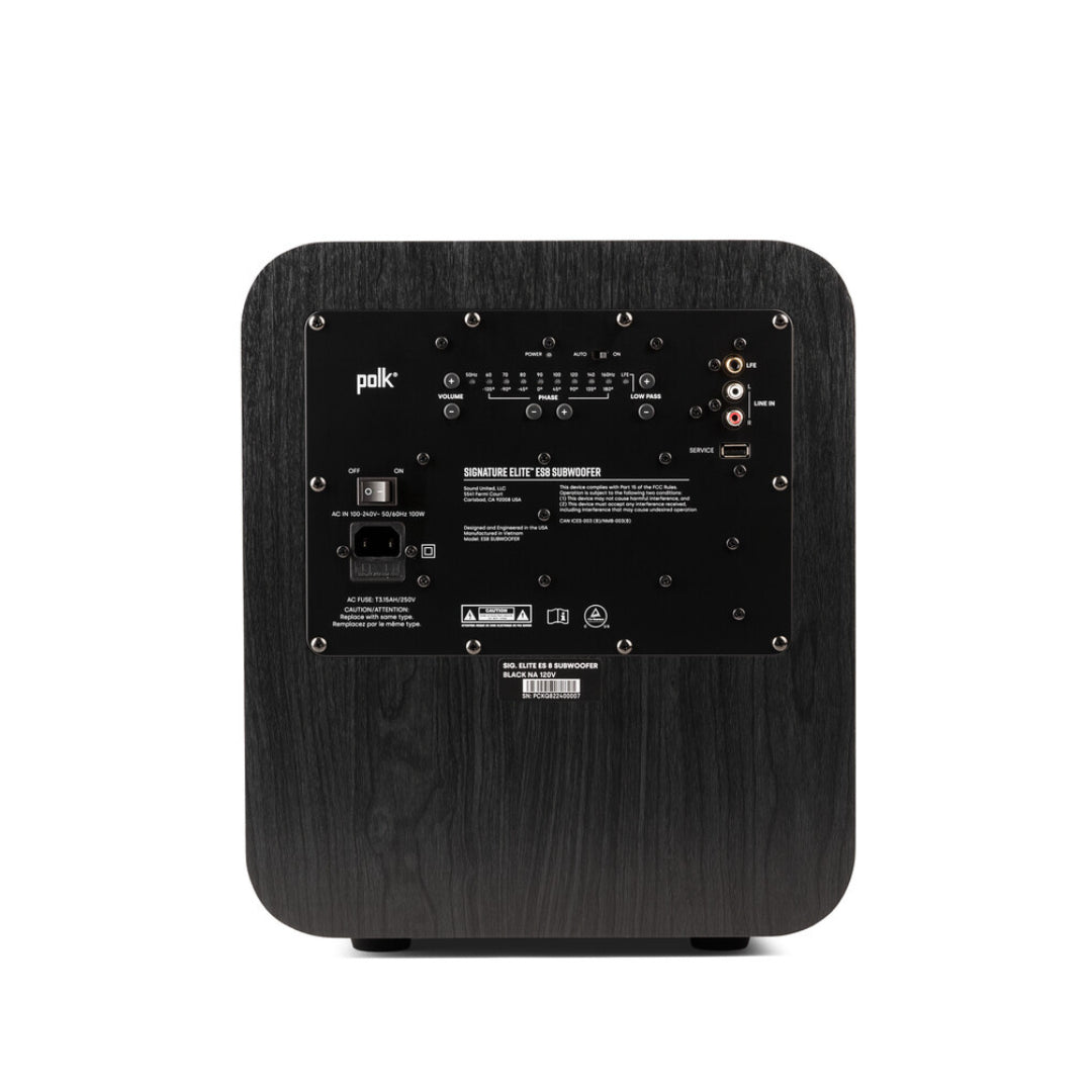 Polk Signature Elite ES8 8-Inch 100W Powered Subwoofer - High-Performance Bass for Home Theater & Music Systems