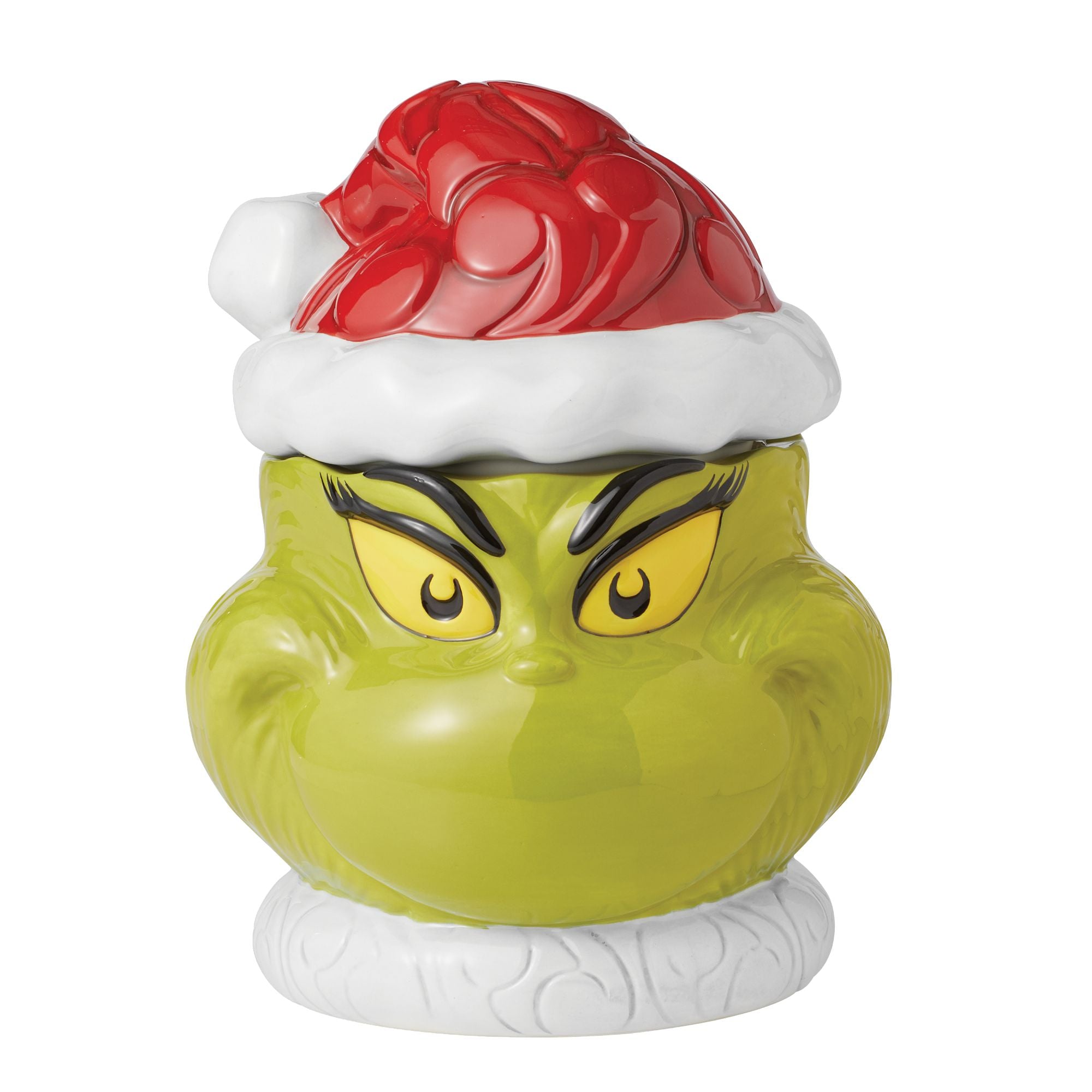 Grinch Cookie Jar Naughty/Nice - Christmas Themed Ceramic Cookie Storage Container - Perfect for Holiday Baking, Cookie Exchange Parties & Festive Kitchen Decor