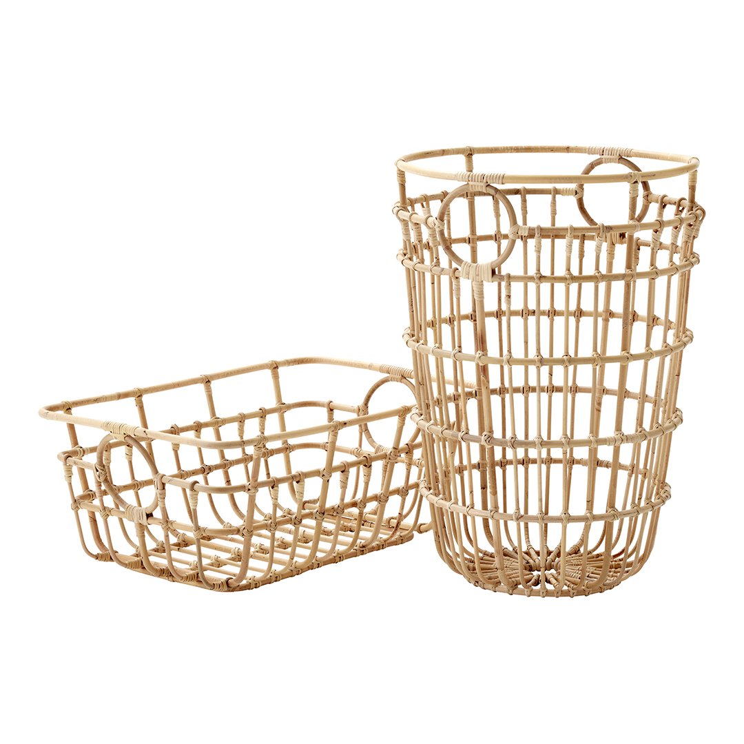 Maria Berntsen Carry Me Basket Cane Line - Stylish Handwoven Rattan Basket for Home Decor, Storage & Picnics - Perfect for Beach, Market & Boho Chic Style