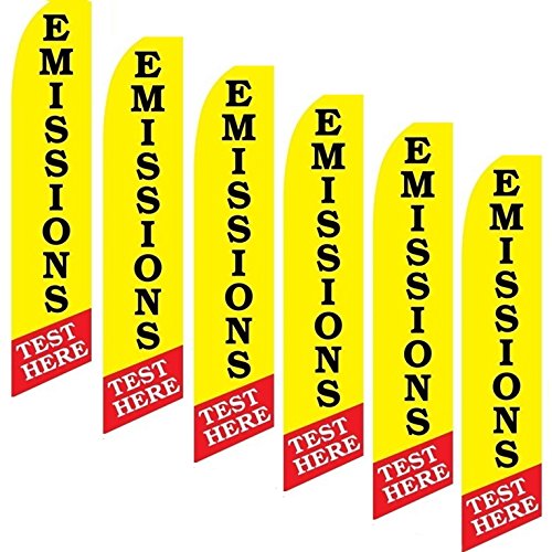 6 Pack Swooper Flags - High Visibility Yellow, Red & Black Safety Flags for Emissions Testing | Perfect for Roadside Safety, Construction Zones & Traffic Control