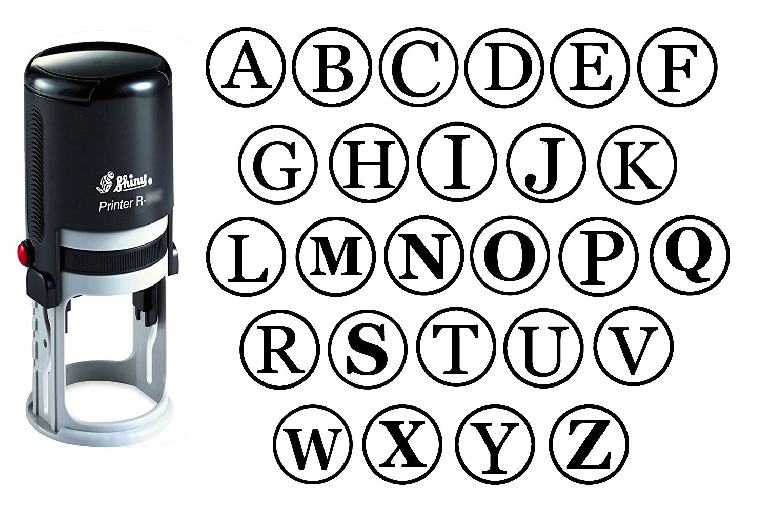 Custom A-Z Alphabet Stamp Set - Black Ink Monogram Round Rubber Stamp with Self-Inking - 20mm Shiny Mini Stamper for DIY Crafts, Scrapbooking & Personalized Gifts