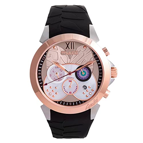Luxury MULCO Lush Women's Stainless Steel Watch with Swarovski Crystals - Quartz Analog Multifunctional Movement, Silicone Strap, Scratch-Resistant Mineral Glass, Water Resistant - Perfect for Business, Party & Everyday Wear