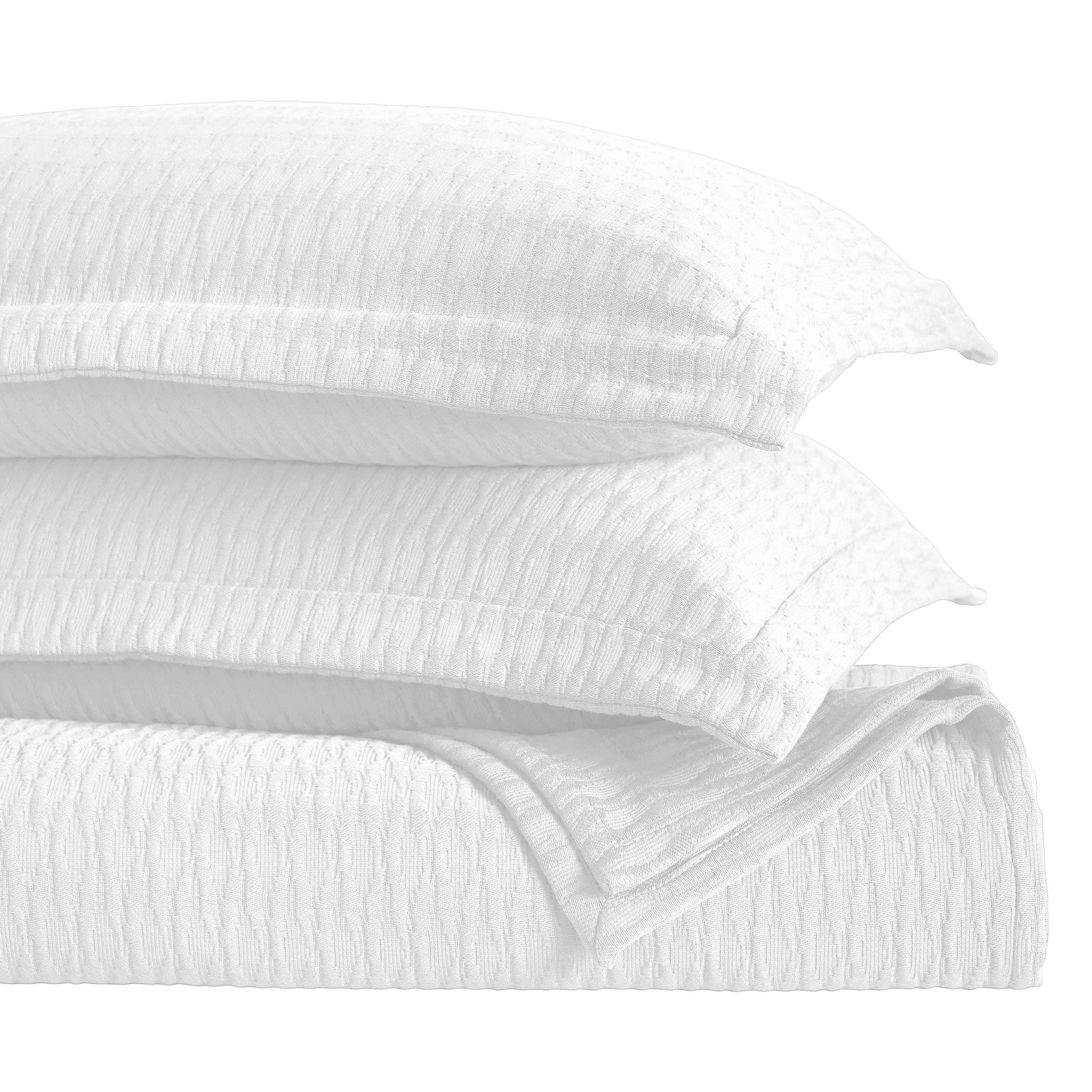 Calvert Cotton Medium Weight Geometric Matelasse Bedspread Set - Queen Size Luxury Bedding for Modern Bedrooms | Perfect for Master Bedroom, Guest Room & Dorm Decor