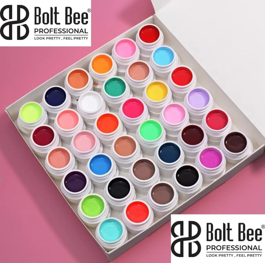 BOLT BEE 36 Colors UV LED Gel Nail Polish Set with Gel Brush - Professional Salon & DIY Home Manicure Kit for Long-Lasting Nail Art Designs