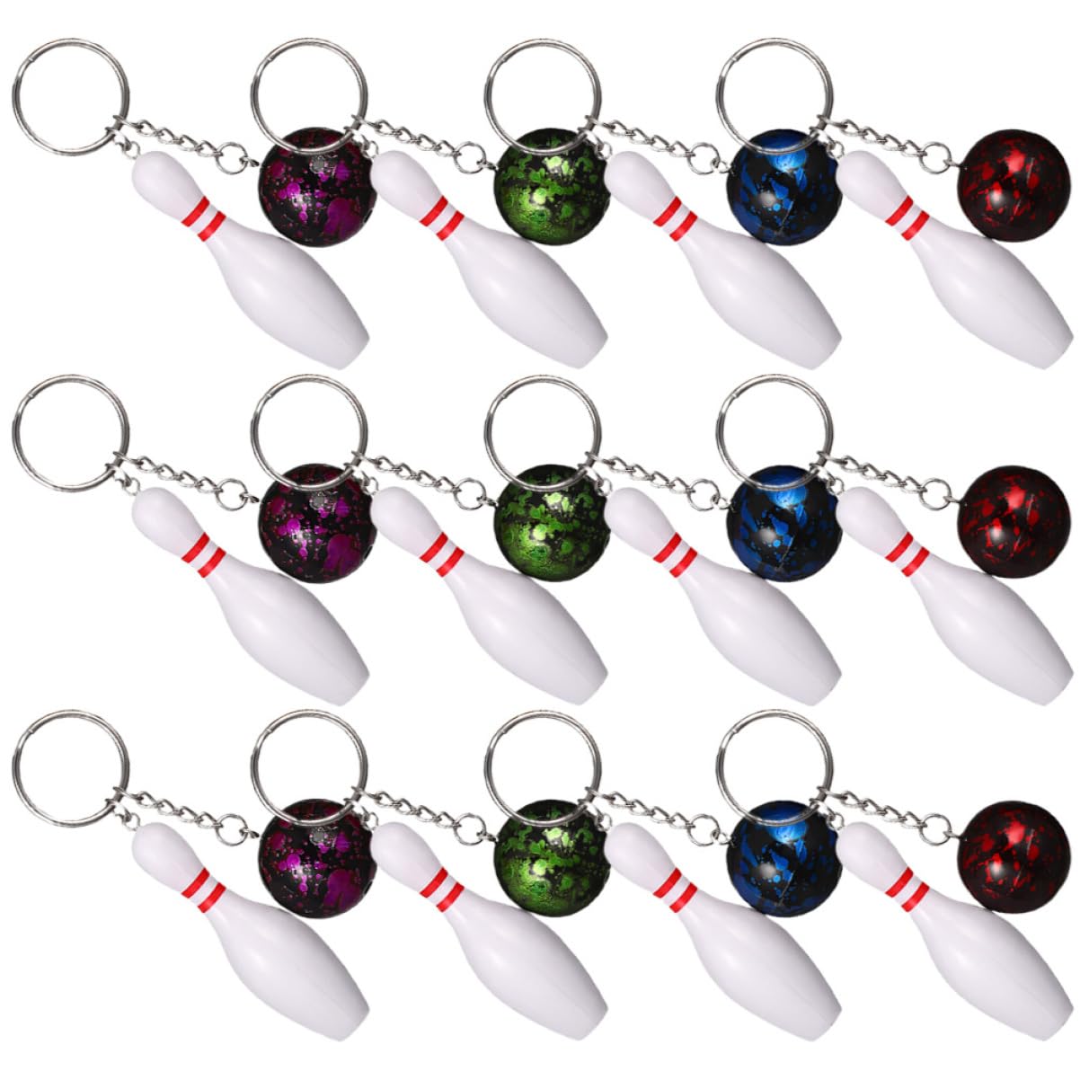 Yardwe 60 Pcs Bowling Keychain Set - Mini Bowling Keychains for Party Decorations, Key Rings & Keepsakes - Perfect for Bowling Themed Parties, Gifts & Decorative Accessories