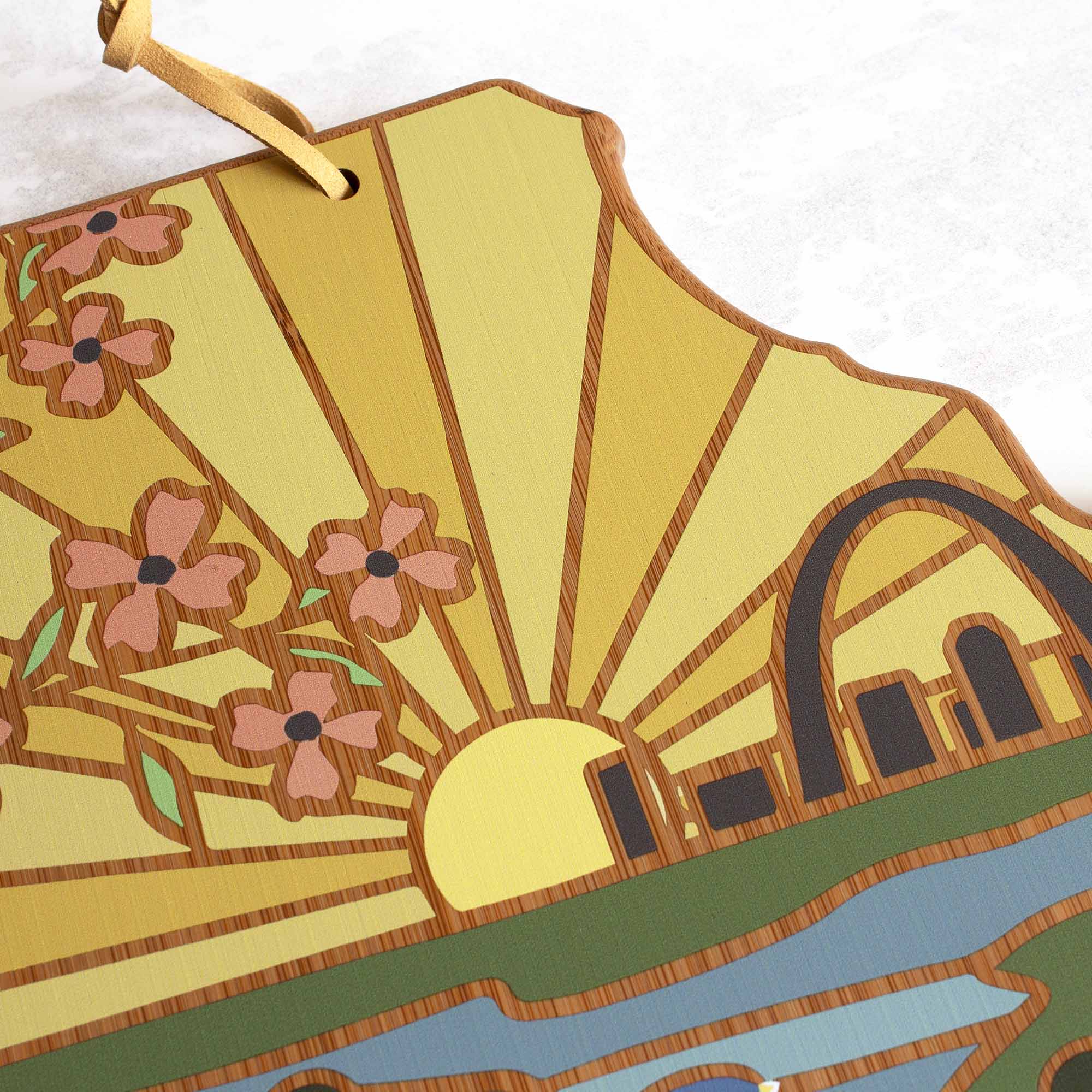 Handcrafted Missouri Wood Cutting Board with Summer Stokes Artwork - Perfect for Kitchen Prep, Charcuterie Boards & Home Decor Gifts