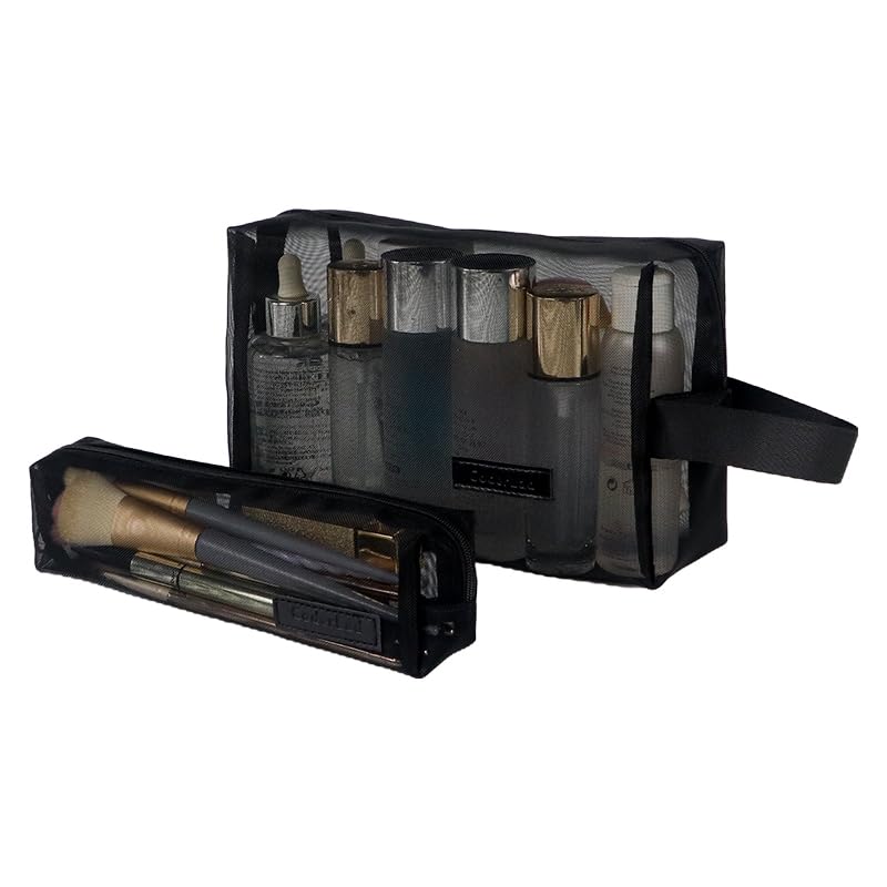 Stylish Travel Cosmetic Bag Set - 3/4 Piece Black Waterproof Makeup Organizer for Women & Men | Perfect for Business Trips, Gym, Vacation & Daily Use | Includes Zippered Rectangle Pouch & Toiletry Cases