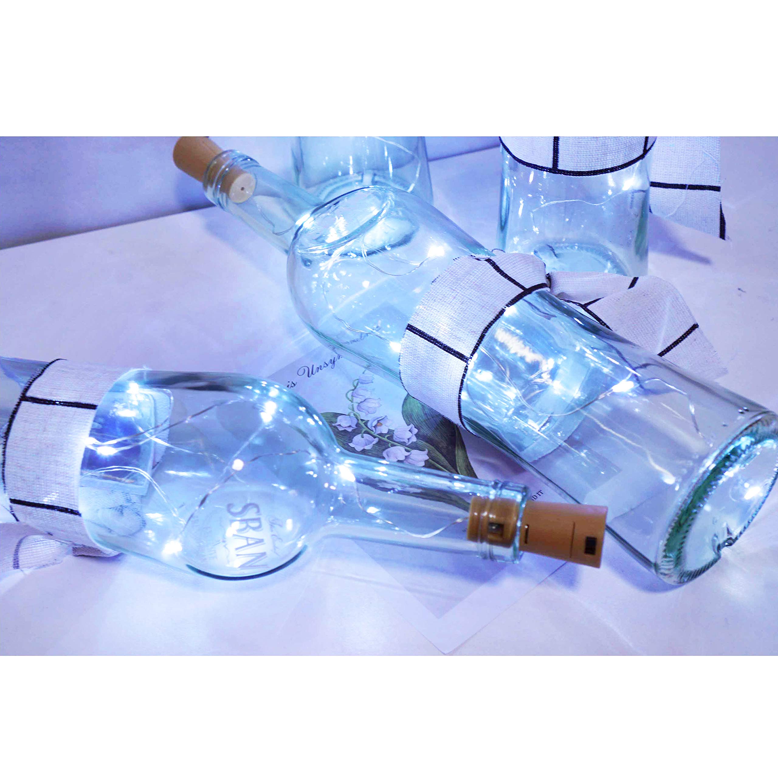 20 Pack 10 LED Wine Bottle Cork Lights - Battery Operated Mini Fairy String Lights with Copper Wire - Cool White Starry Lights for DIY, Christmas, Halloween, Wedding, Party Decorations - Perfect for Indoor & Outdoor Home, Garden, Bar, Restaurant and Event Lighting