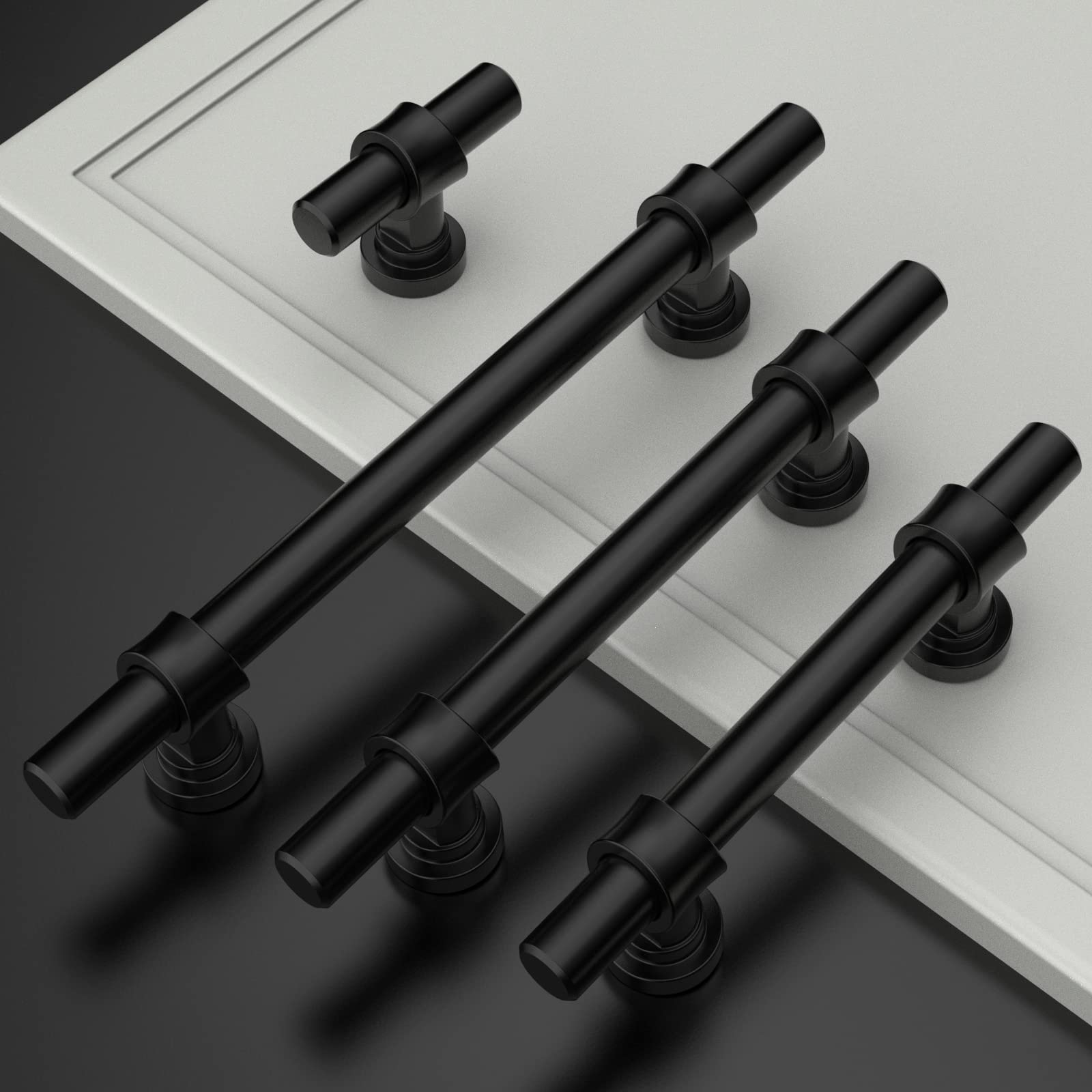 10 Pack Matte Black Cabinet Knobs - Zinc Alloy Dresser Drawer Pulls for Kitchen, Bathroom & Furniture - Modern Hardware for Cabinets, Wardrobes & Storage