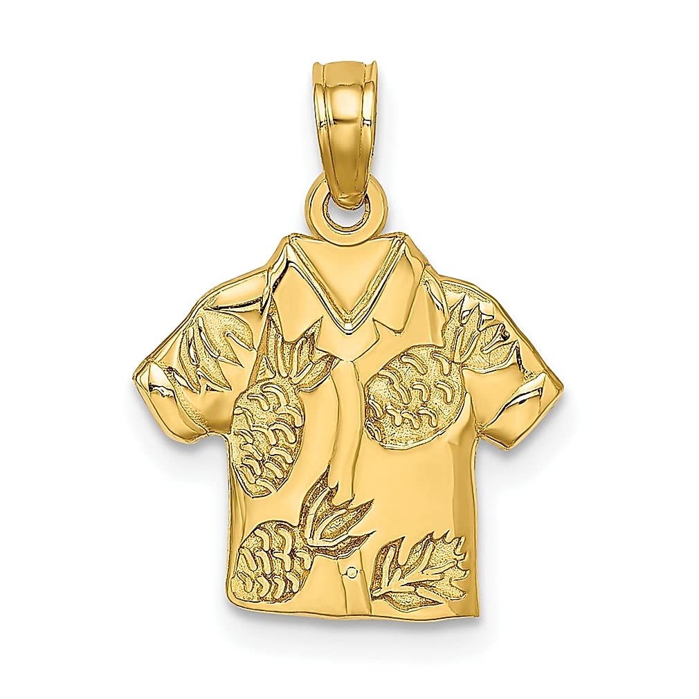 14K Yellow Gold Hawaiian Pineapple Charm Necklace for Women - Tropical Beach Jewelry, Summer Vacation Pendant Gift for Her - Perfect for Beach Parties, Hawaiian Luaus, and Tropical Getaways
