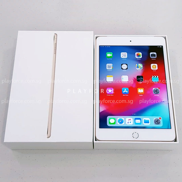 Apple iPad Mini 4 128GB Wi-Fi + Cellular (Gold) - Compact Tablet for Work, Travel & Entertainment