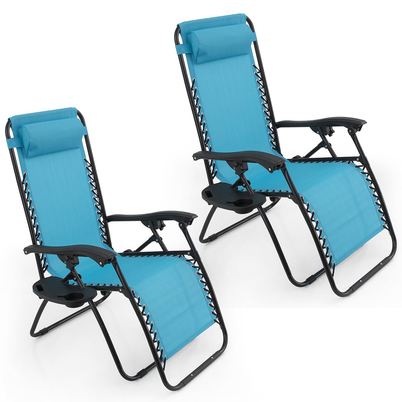 Premium Set of 2 Sky Blue Zero Gravity Lounge Chairs - 300LBS Capacity Outdoor Recliners for Beach, Patio & Backyard Relaxation - Perfect for Sunbathing, Poolside Lounging and Garden Comfort