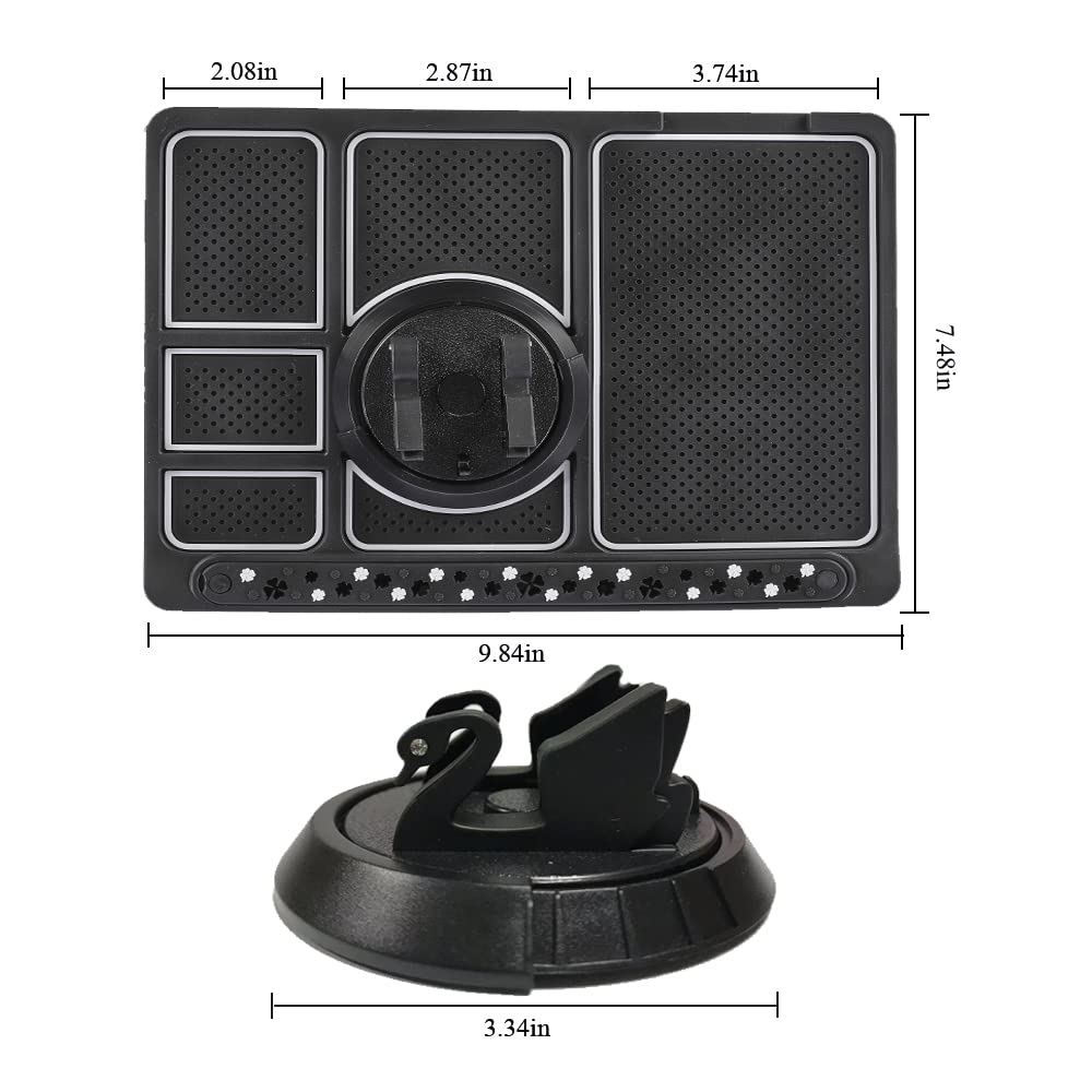 Non-Slip Car Dashboard Phone Pad - Universal 360° Anti-Slip Mat for 4-in-1 Phone Holder with Aromatherapy Diffuser & Parking Card Slot | Perfect for Road Trips, Commuting and Hands-Free Driving