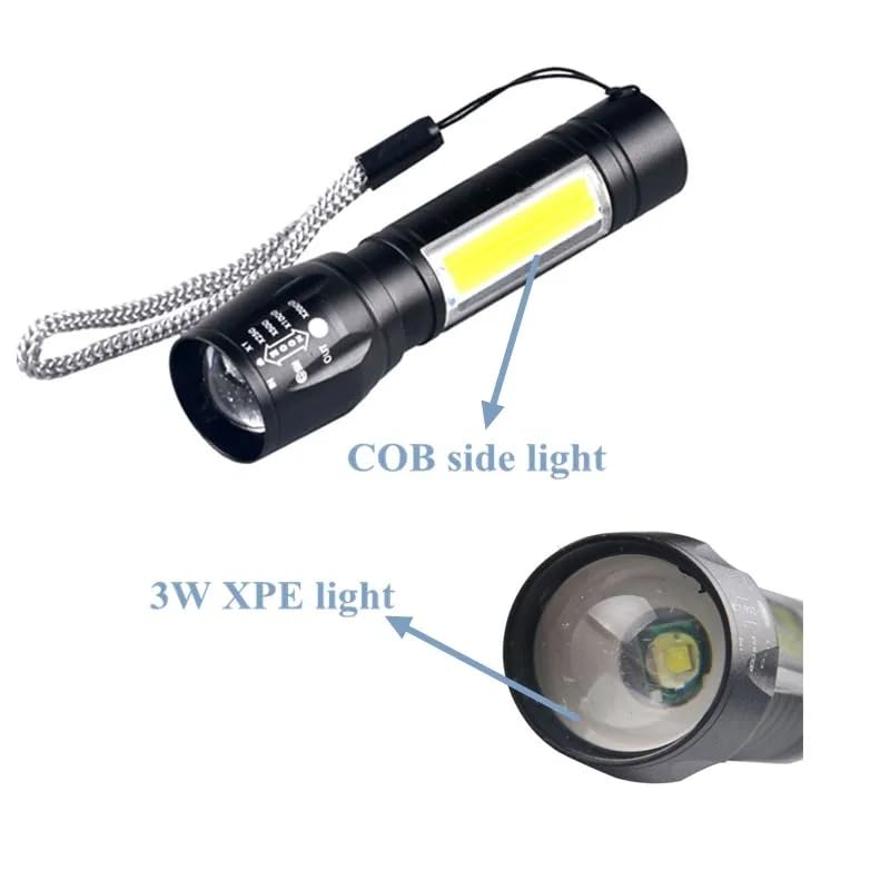 TechPride Rechargeable LED Flashlight - High Lumens, Zoomable Mini Torch with 3 Light Modes | Perfect for Emergencies, Camping, Hiking & Outdoor Adventures (Combo T1-2)