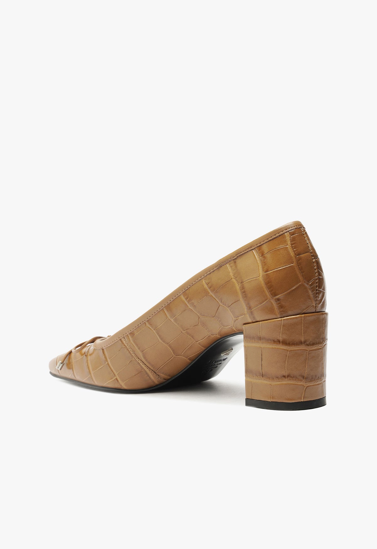 Arissa Crocodile Embossed Leather Pumps - Women's Mid Heel Dress Shoes (3 Inch Heel) for Office, Party & Wedding - Style S2193800080011
