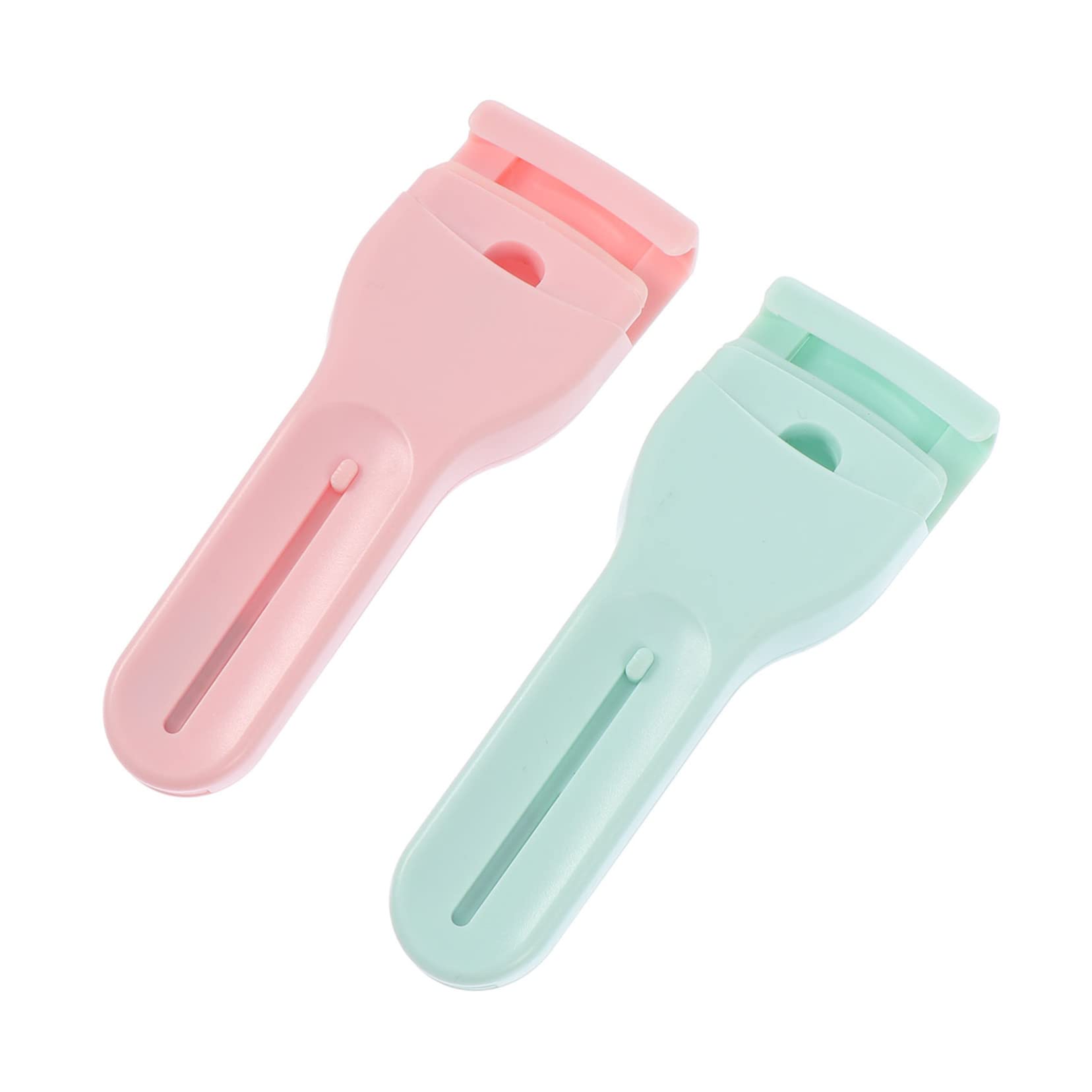 FOMIYES 2-Pack Mini Eyelash Curler Set - Plastic Eyelash Curling Tool with Mascara Brush for Perfect Lash Curls | Great for Travel, Home Use, and Professional Makeup Kits