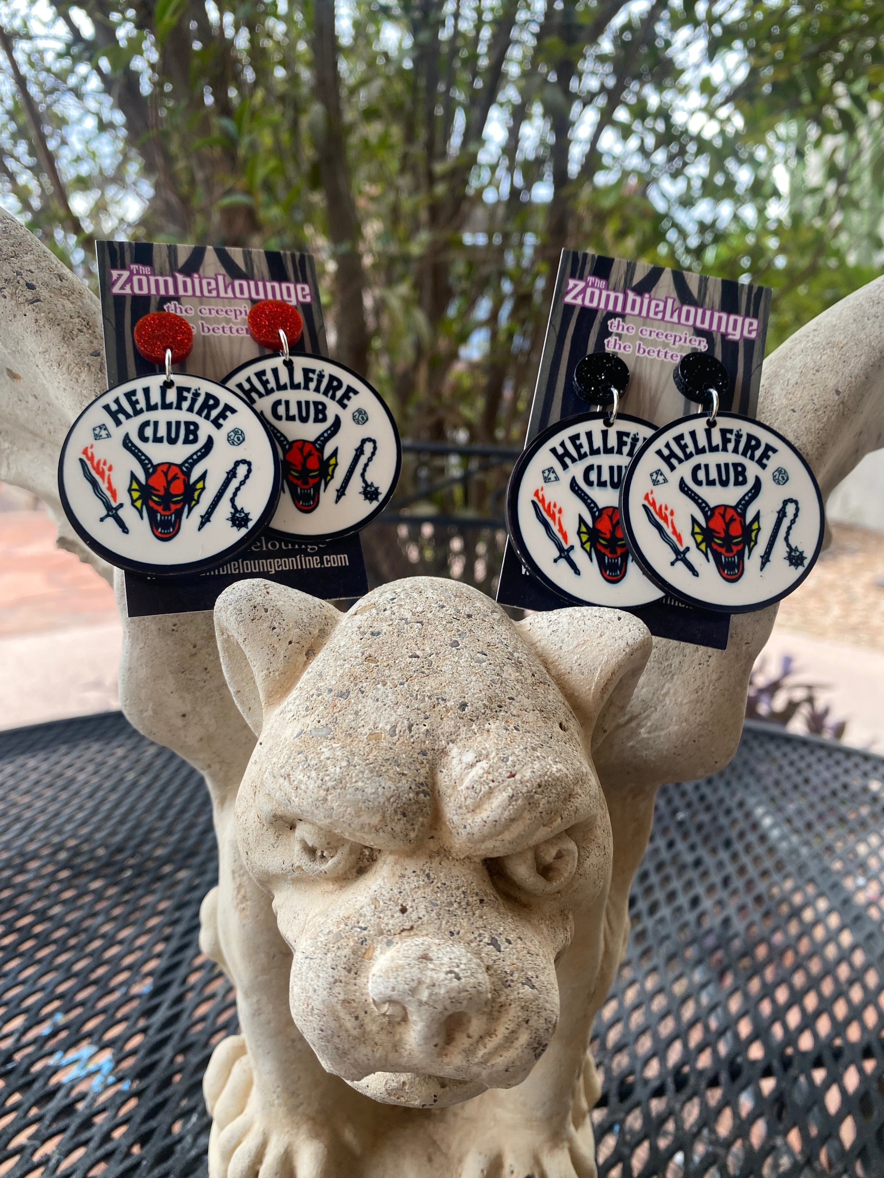 Hell Club Earrings for Women - Gothic Punk Rock Jewelry - Stainless Steel Hoop Earrings for Night Out, Concert, and Party
