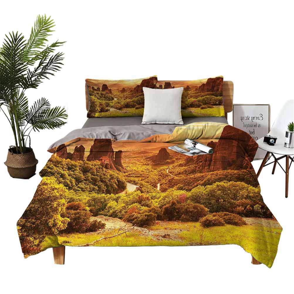 Greek Monasteries Inspired Queen Size Bedding Set - Luxury Unisex Bedroom Decor for Home & Airbnb | Perfect for Guest Rooms, Vacation Rentals & Cozy Bedroom Makeovers