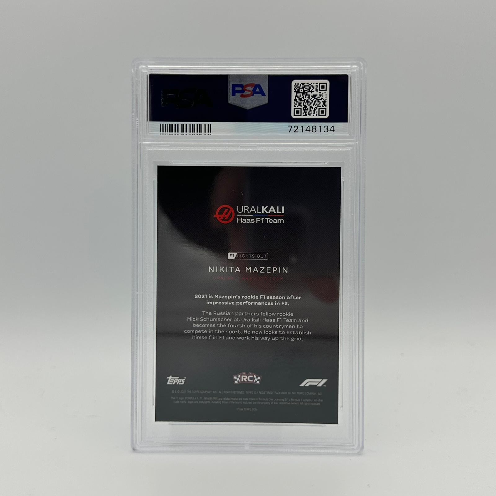 PSA 9 Graded 37/50 Nikita Mazepin Formula 1 Racing Driver Card - Aqua Parallel Parallel - Perfect for Collectors, Sports Memorabilia Enthusiasts, and F1 Racing Fans