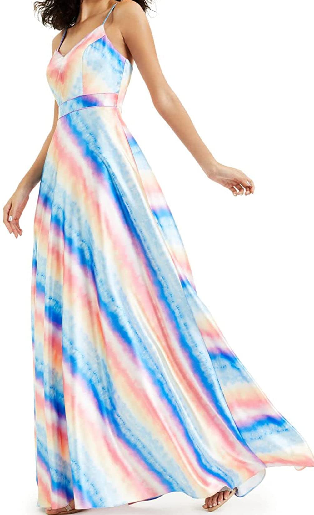 City Studio Women's Tie Dye Maxi Evening Dress - Flowy Boho Long Dress for Women, Beach Wedding Guest Dress, Summer Party Gown (Multi-Color/White) | Perfect for Beach Vacations, Date Nights & Special Occasions