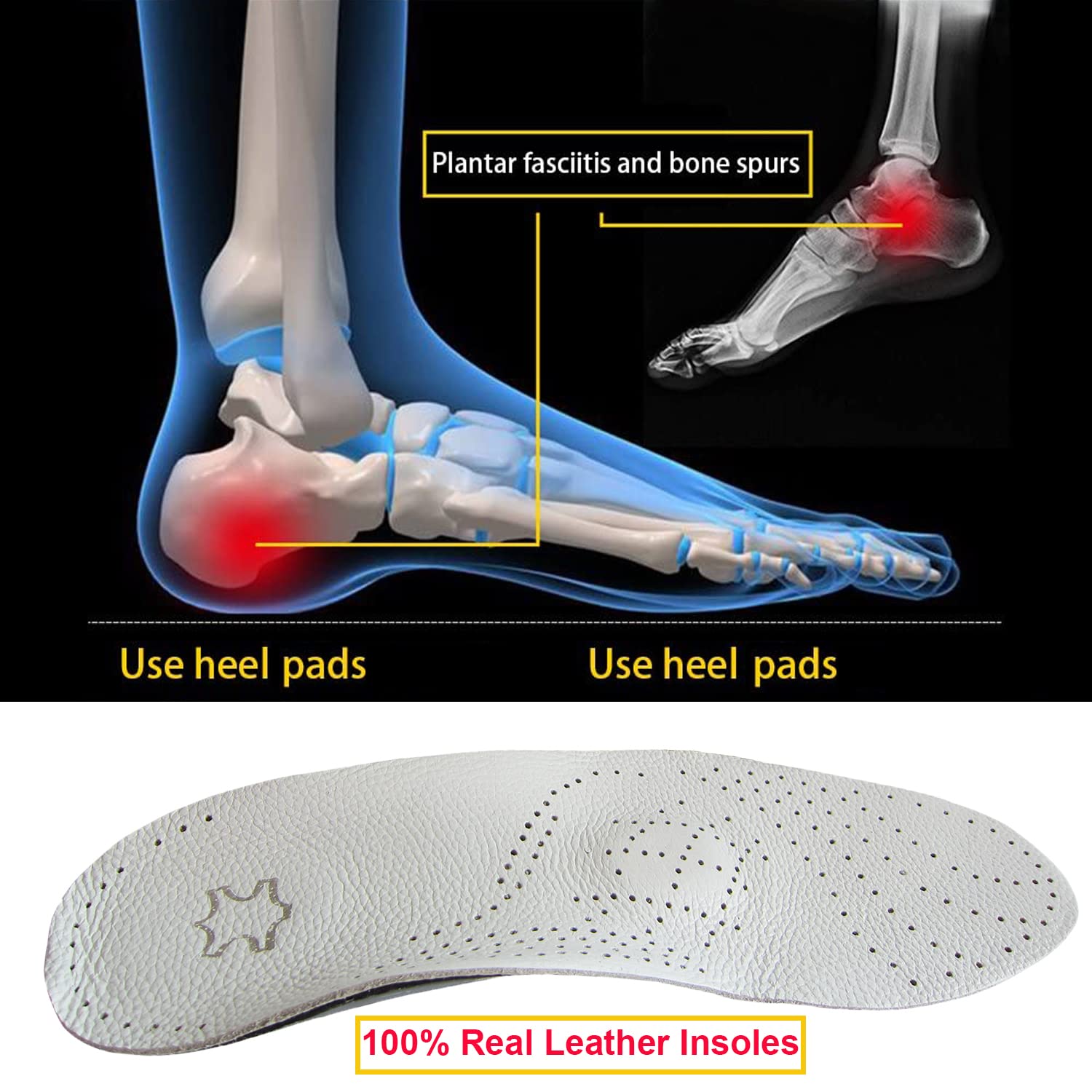 **Women's Thin Leather Orthotic Insoles for Flat Feet & Plantar Fasciitis – Semi-Rigid Arch Support for Heel Pain Relief, Non-Slip Shoe Pads for Metatarsal & Heel Spurs (US Women's 5-6 M) – Perfect for Work, Walking & Comfortable All-Day Wear**
