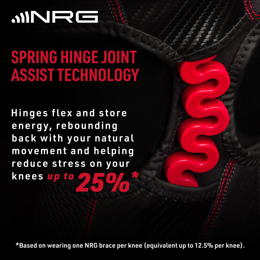 NRG Spring Hinge Knee Brace Wrap - Adjustable Support for Running, Sports & Recovery - Ideal for Athletes, Arthritis & Joint Pain Relief