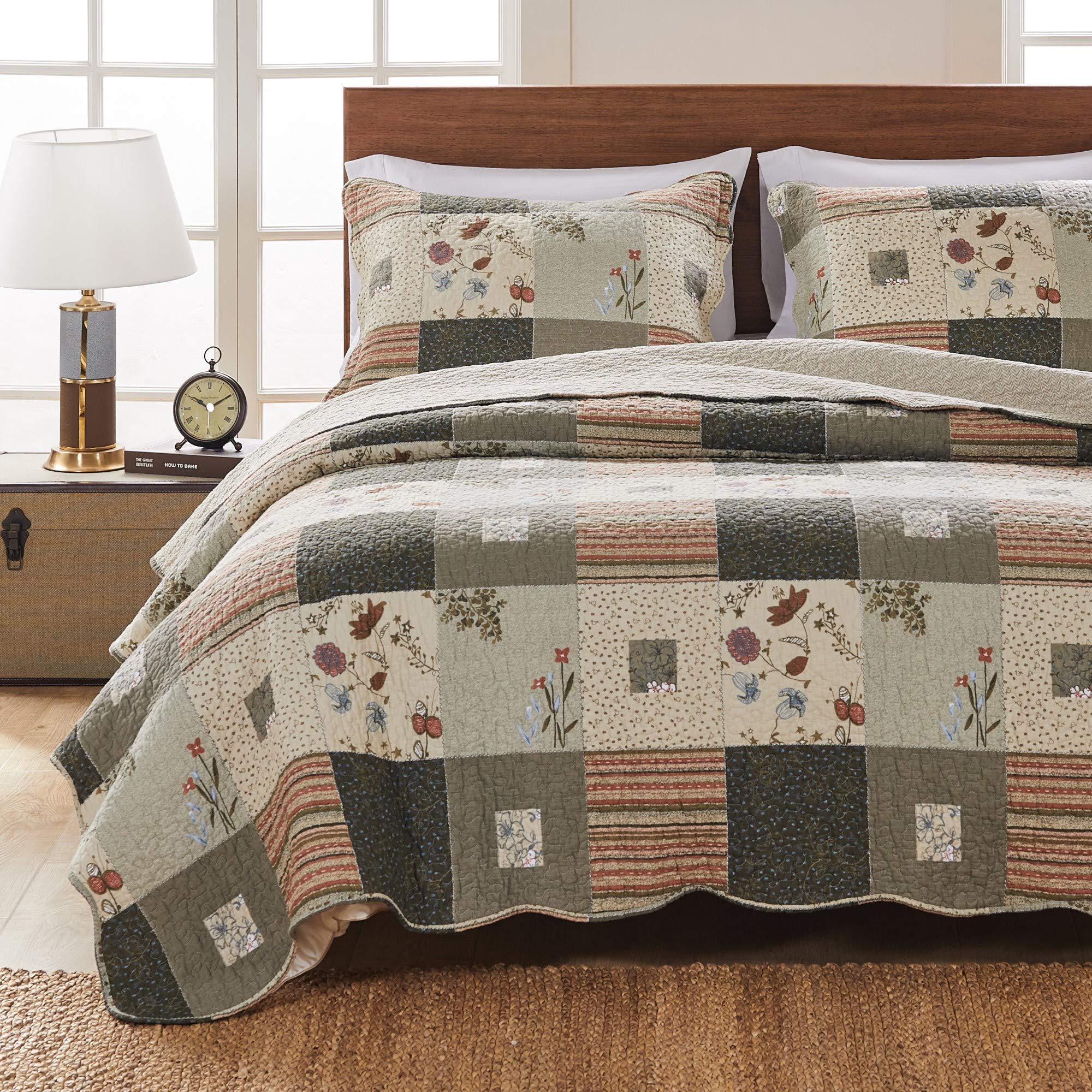 Greenland Home Sedona King 3-Piece Quilt Set - Soft Gray Bedding for King Size Beds | Luxury Bedroom Decor & Cozy Home Essentials