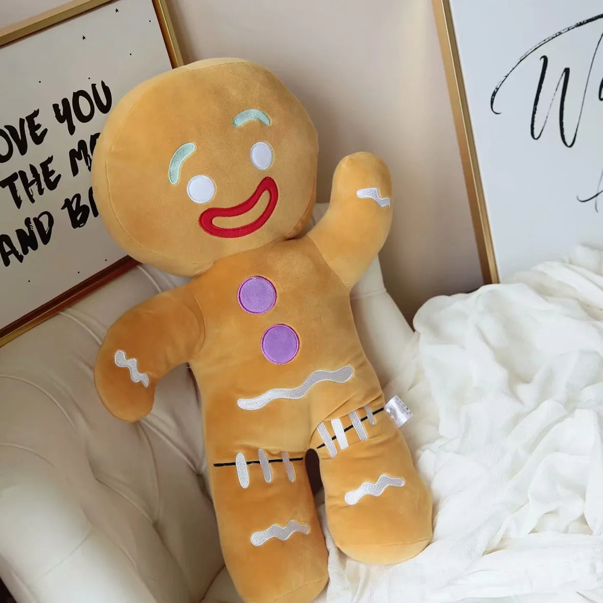 50cm Cute Kawaii Baby Doll Gingerbread Man Plush Toy with Pendant - Soft Stuffed Animal Christmas Decor, Kids Gift for Holidays, Birthday & Nursery Decorations (Perfect for Xmas Tree, Stocking Stuffers & Cozy Bedtime)