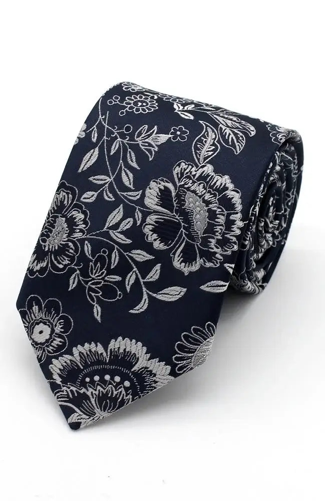 LA Smith Floral Woven Wedding Tie for Men - Elegant Silk Necktie for Groom, Bridal Party & Formal Events - Perfect for Weddings, Prom & Business Occasions