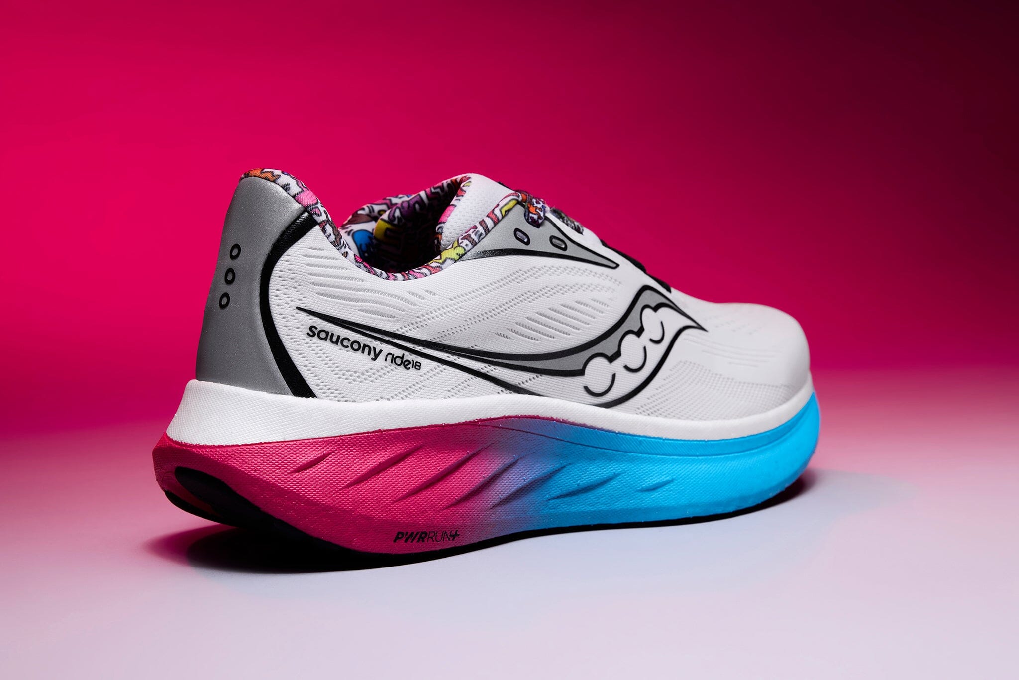 Saucony Women's Ride 18 Running Shoes - Keith Haring Love Capsule Collection | Lightweight Cushioned Sneakers for Women | Perfect for Jogging, Gym Workouts & Casual Wear