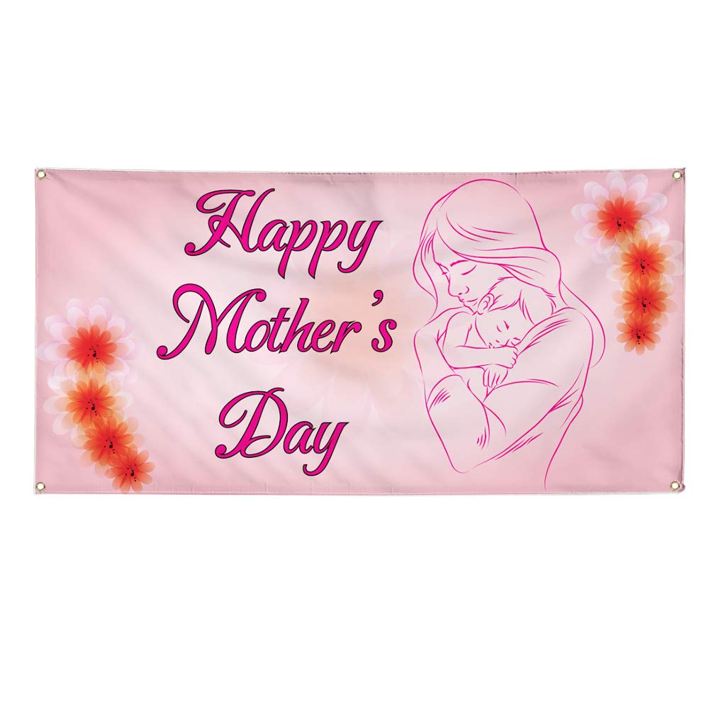 Vinyl Banner - Happy Mother's Day Sign - 60x144 Inches Weatherproof Outdoor Yard Sign with 10 Grommets - Perfect for Holiday Decorations, Advertising, and Special Occasions - Ideal for Front Yard Displays, Retail Promotions, and Event Decor