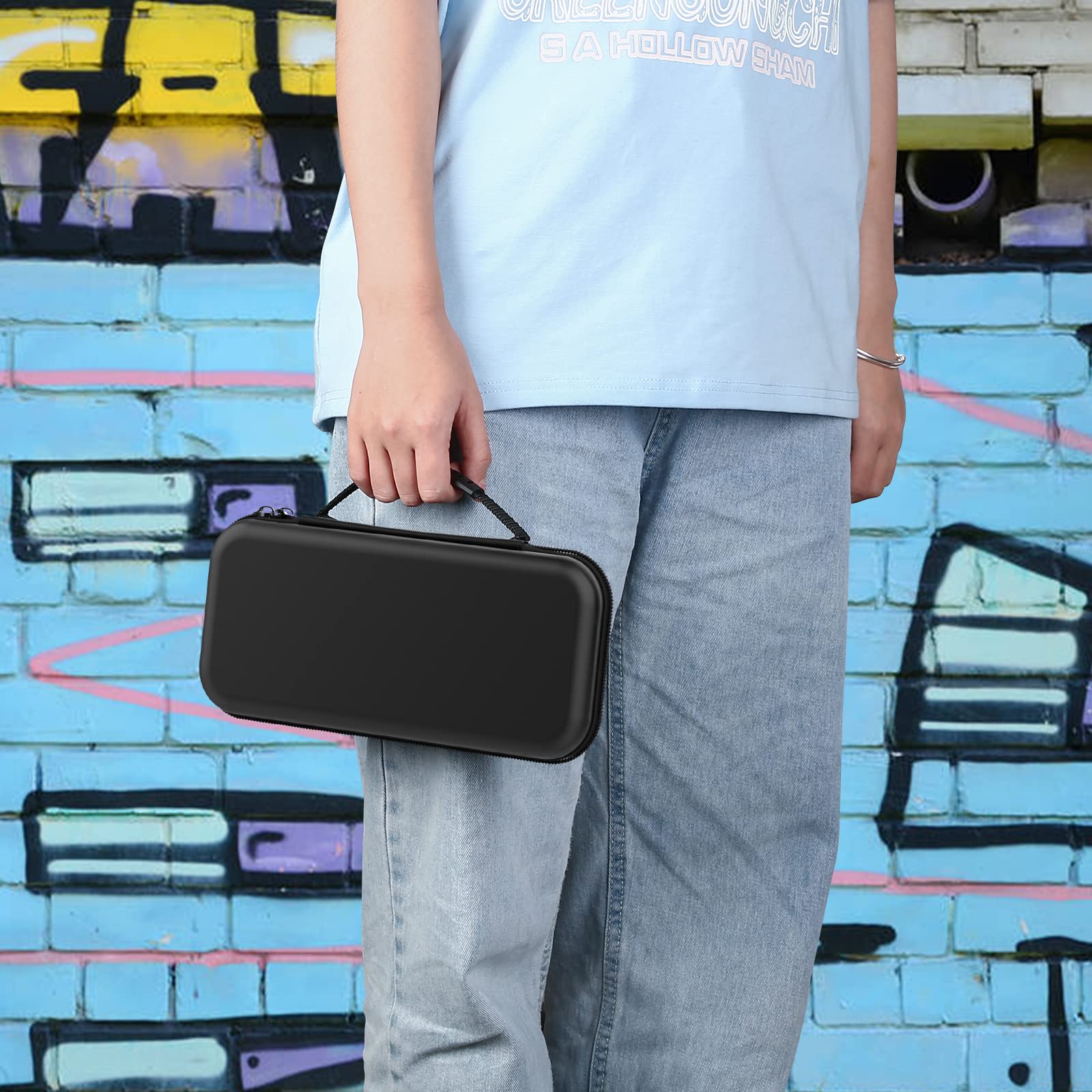 HEYSTOP Protective Case for Nintendo Switch & Switch OLED - Durable Travel Carry Case with Extra Storage Space | Black Unisex Design | Perfect for Gaming On-The-Go & Accessories Organization