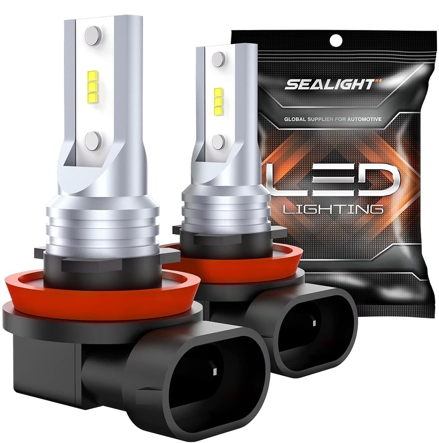 SEALIGHT H11 H16 LED Fog Light Bulb - 6500K Cool White 6000LM Mini Size - H8/H16 LED Fog Lights for Cars, Trucks & SUVs - 400% Brighter with Strong Penetration - Plug & Play in 3 Minutes - Pack of 2 - Perfect for Night Driving, Off-Roading & Foggy Conditions