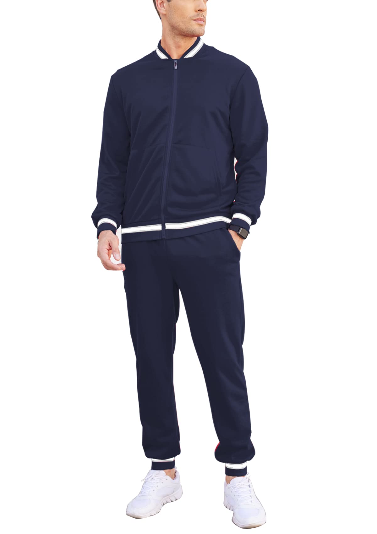 COOFANDY Men's 2-Piece Zip Up Tracksuit - Athletic Jogging Suit Set with Pockets | Casual Workout & Lounge Wear for Running, Gym, and Everyday Comfort