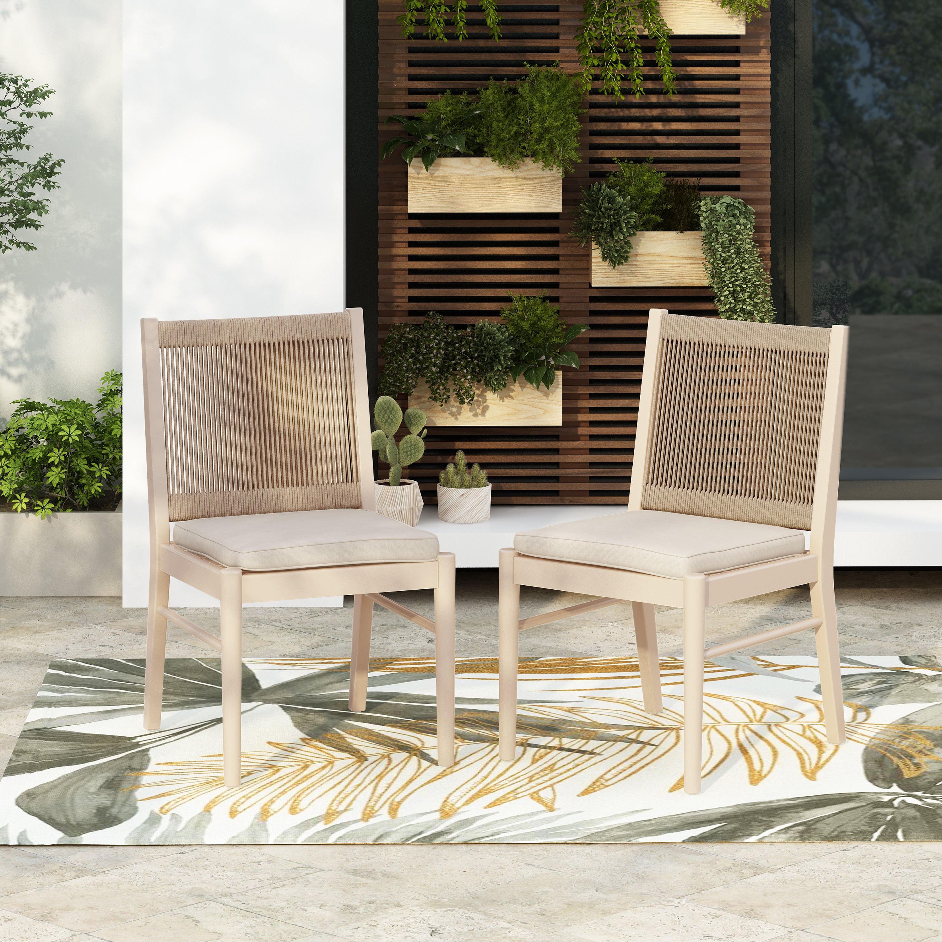 CORDOBA KD Dining Chair Set of 2 - Modern Wooden Kitchen Chairs with Upholstered Seat - Perfect for Dining Room, Kitchen, and Breakfast Nook